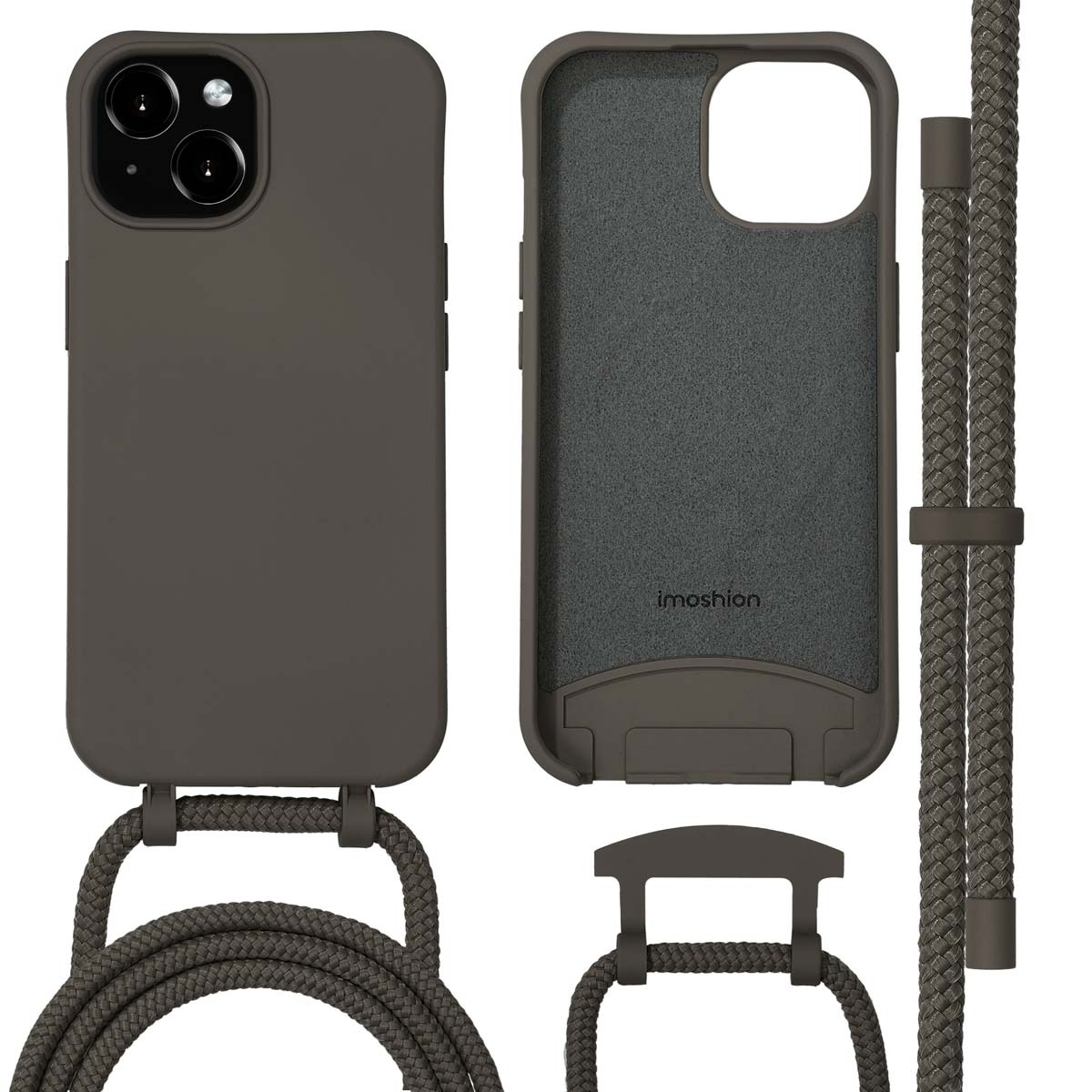 imoshion Color Backcover mit abnehmbarem Handykette und MagSafe für das Apple iPhone 15 - Black Coffee