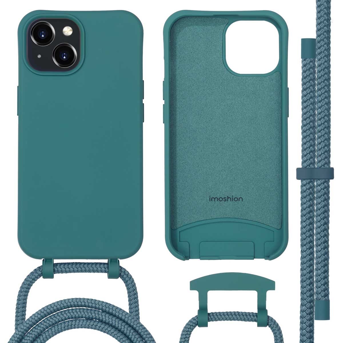 imoshion Color Backcover mit abnehmbarem Handykette und MagSafe für das Apple iPhone 15 - Dunkelgrün