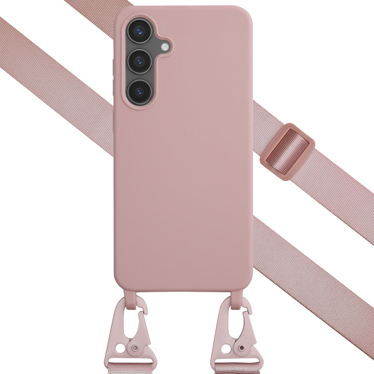 Selencia SilikonHülle mit abnehmbarem Band für das Samsung Galaxy S24 FE - Sand Pink
