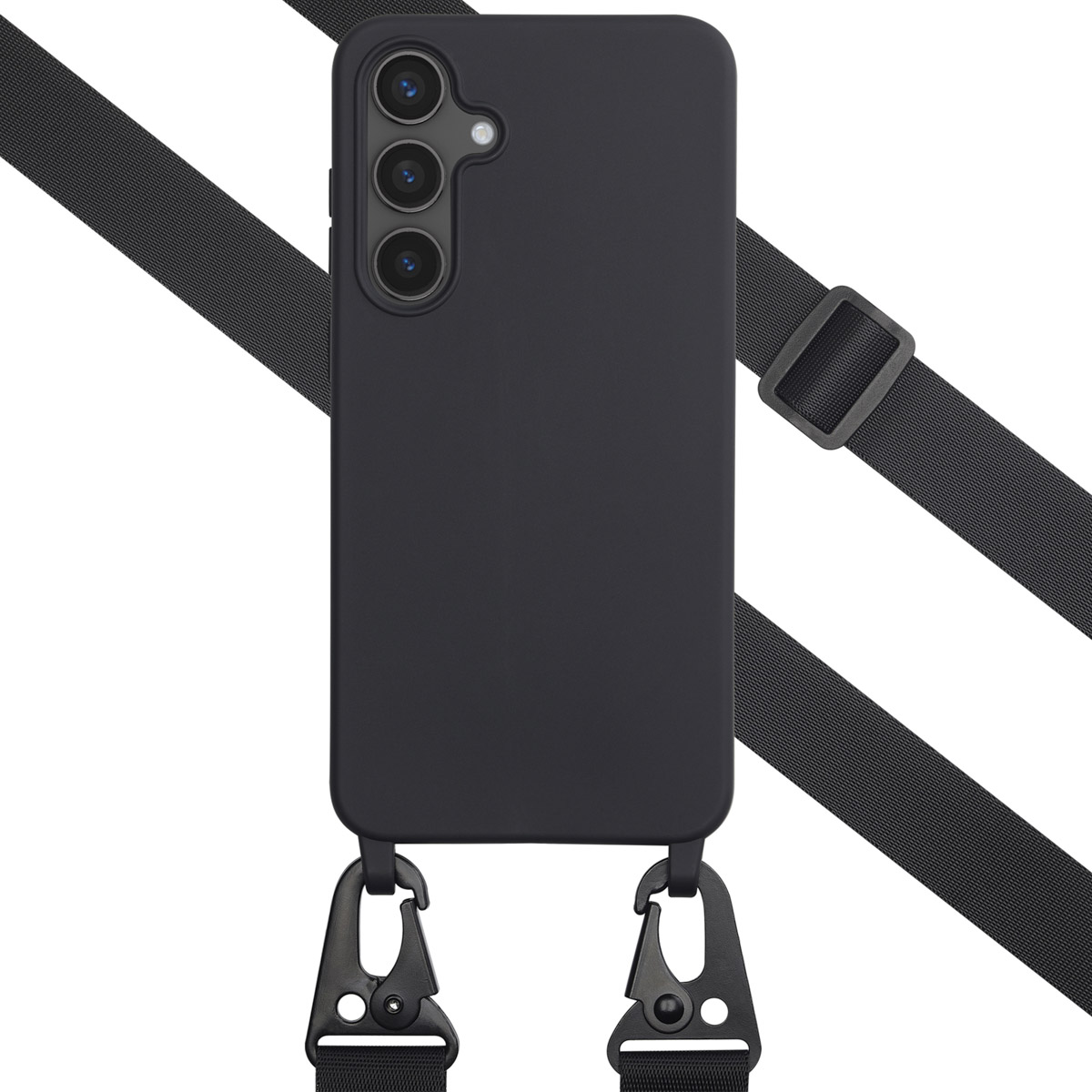 Selencia SilikonHülle mit abnehmbarem Band für das Samsung Galaxy S24 FE - Schwarz