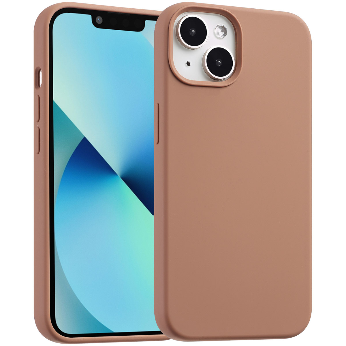 Accezz Liquid Silikoncase mit MagSafe für das Apple iPhone 13 Mini - Hellbraun