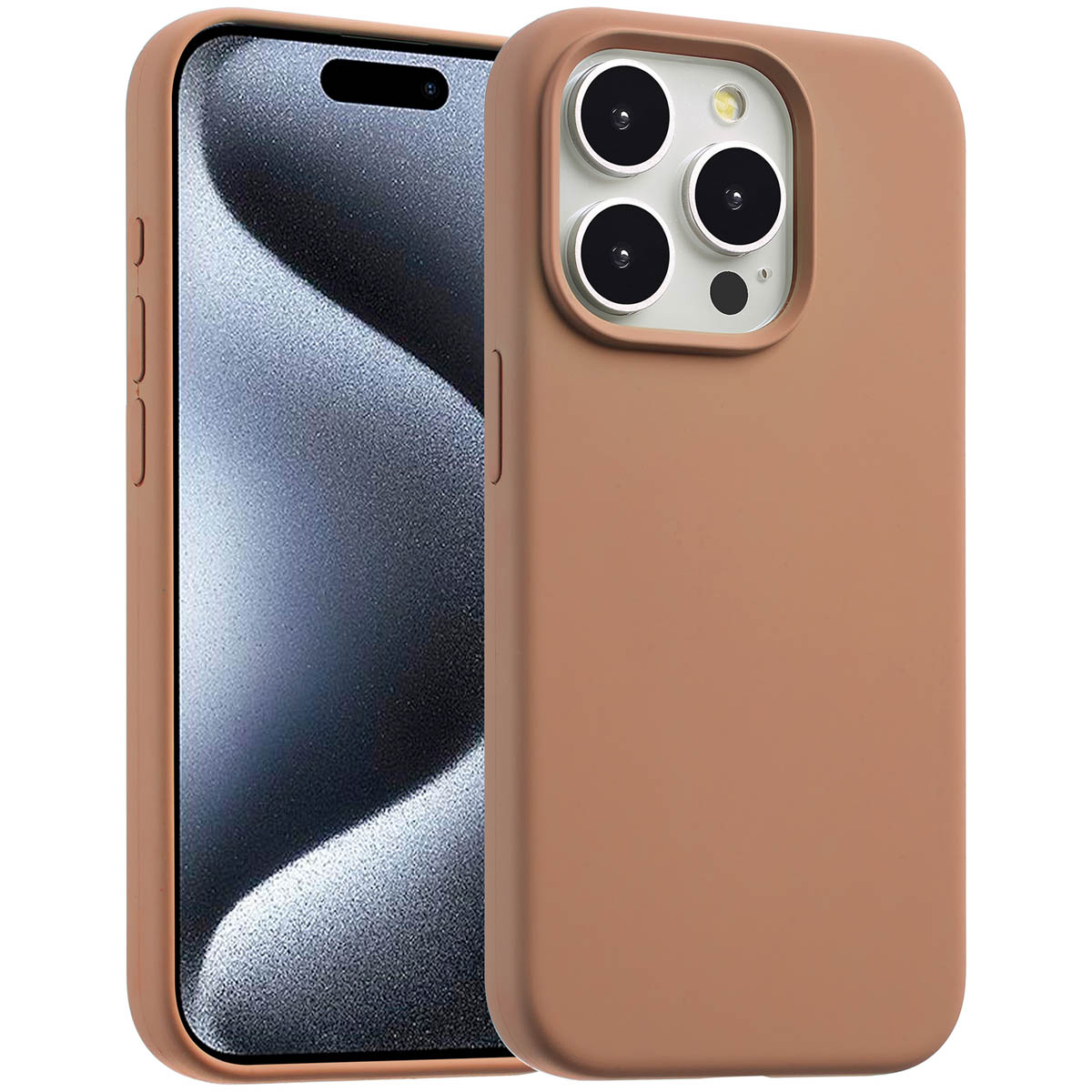 Accezz Liquid Silikoncase mit MagSafe für das Apple iPhone 15 Pro Max - Hellbraun