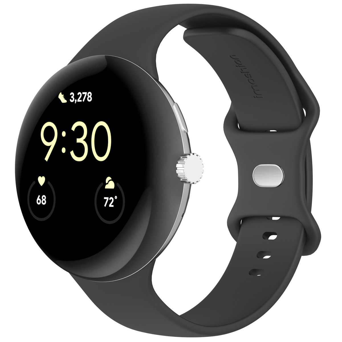 imoshion Silikon-Armband⁺ für Google Pixel Watch 5 / 4 / 3 (45 mm) - Größe S - Schwarz