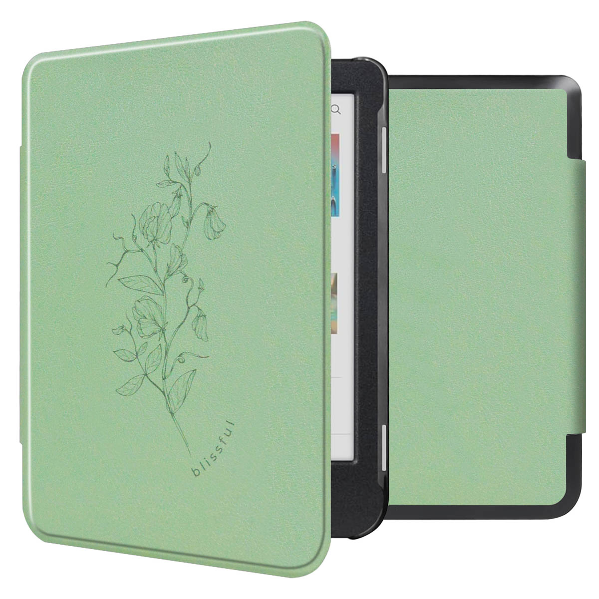 imoshion Design Slim Hard Case Bookcase voor de Kobo Clara Colour / BW - Floral Green