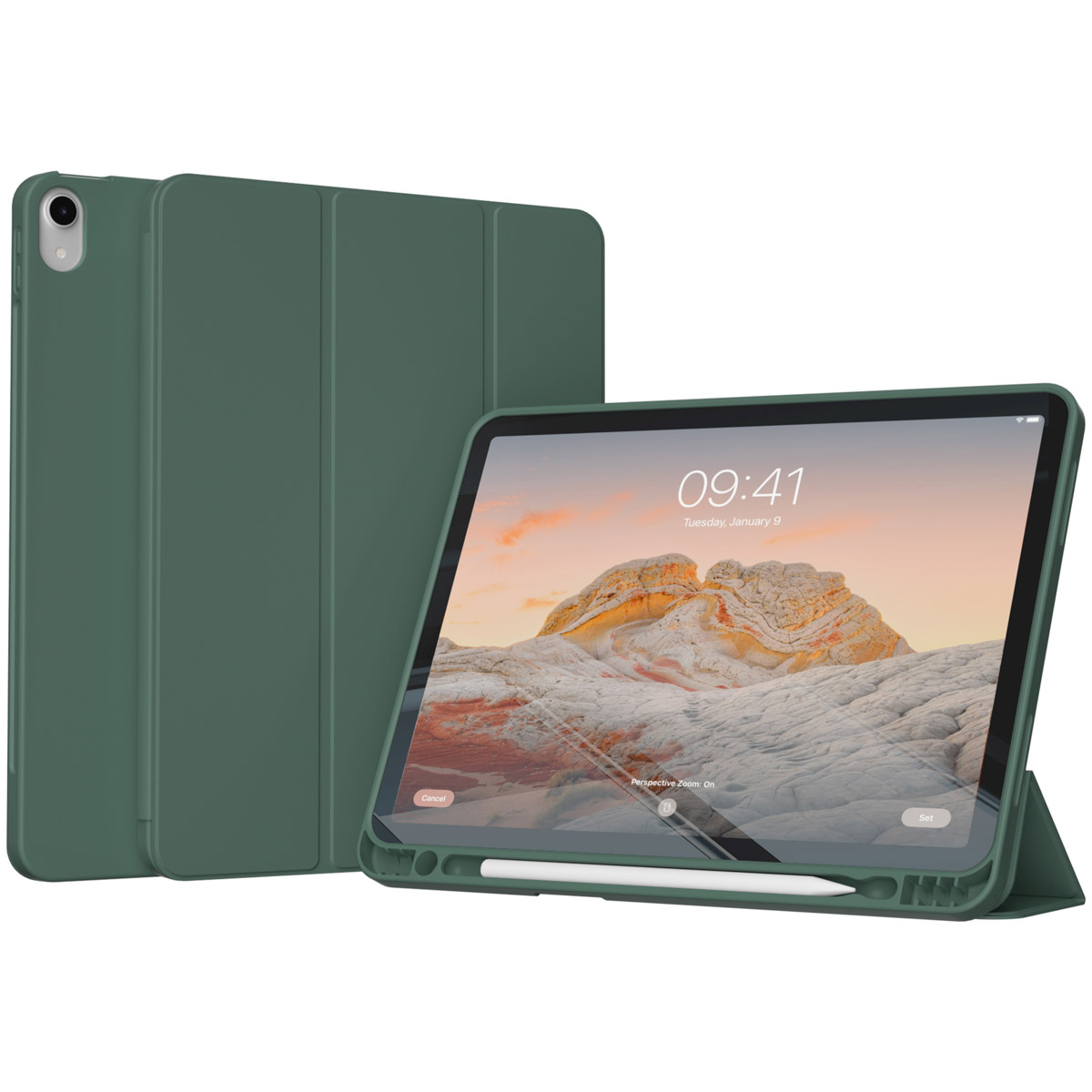 Accezz Smarte Klapphülle aus Silikon für das Apple iPad 11 (2025) 11 Zoll A16 / iPad 10 (2022) 10.9 Zoll - Dunkelgrün