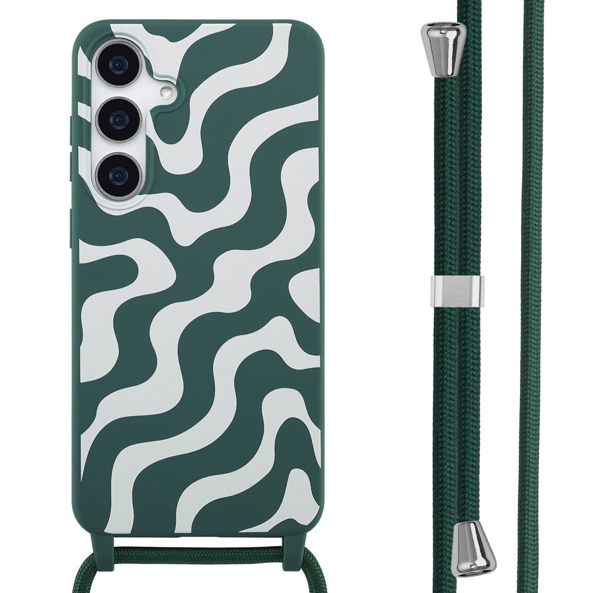 imoshion SilikonHülle design mit Band für das Samsung Galaxy S25 Plus - Petrol Green Groovy