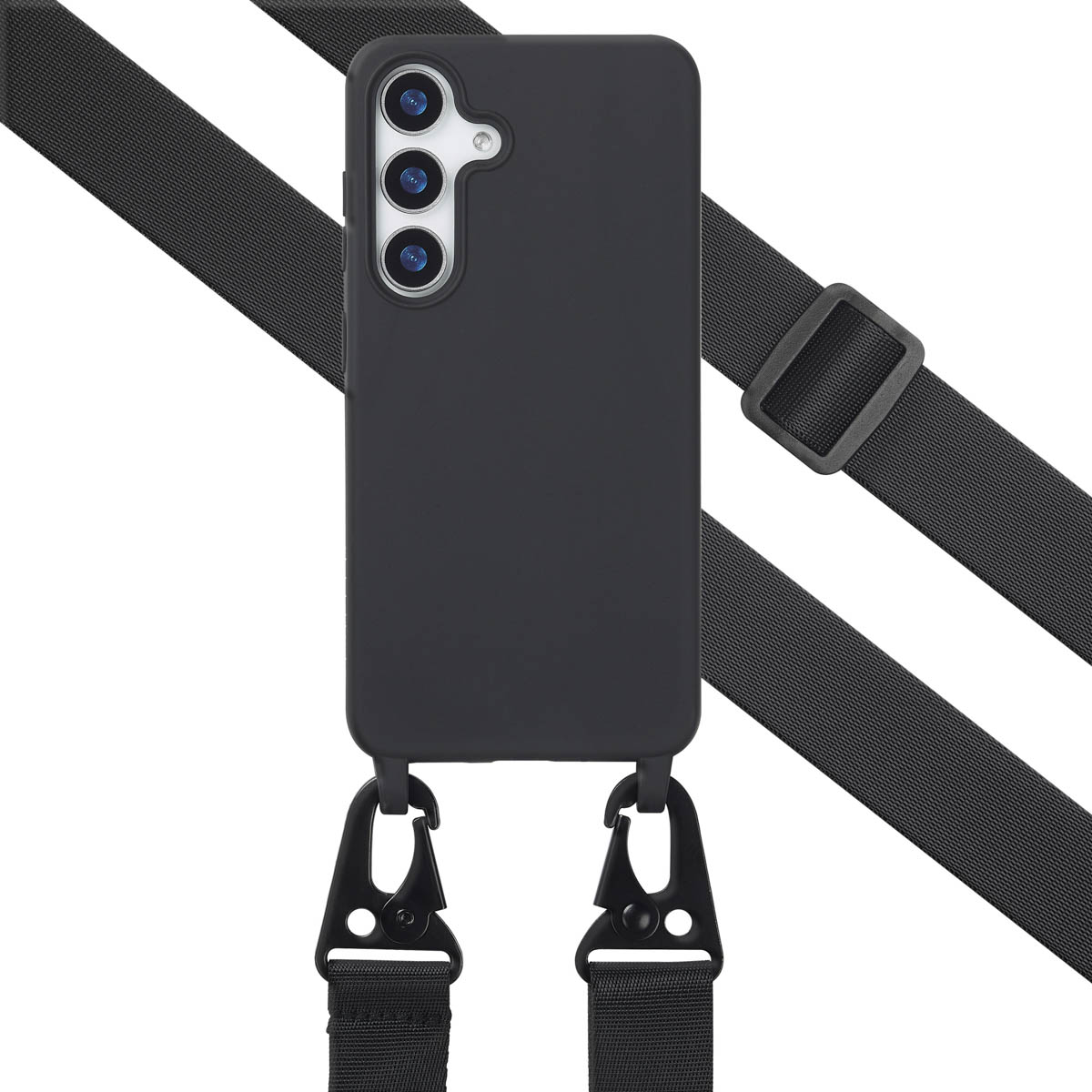 Selencia SilikonHülle mit abnehmbarem Band für das Samsung Galaxy S25 Plus - Schwarz