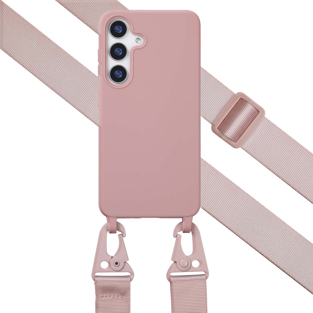 Selencia SilikonHülle mit abnehmbarem Band für das Samsung Galaxy S25 Plus - Sand Pink