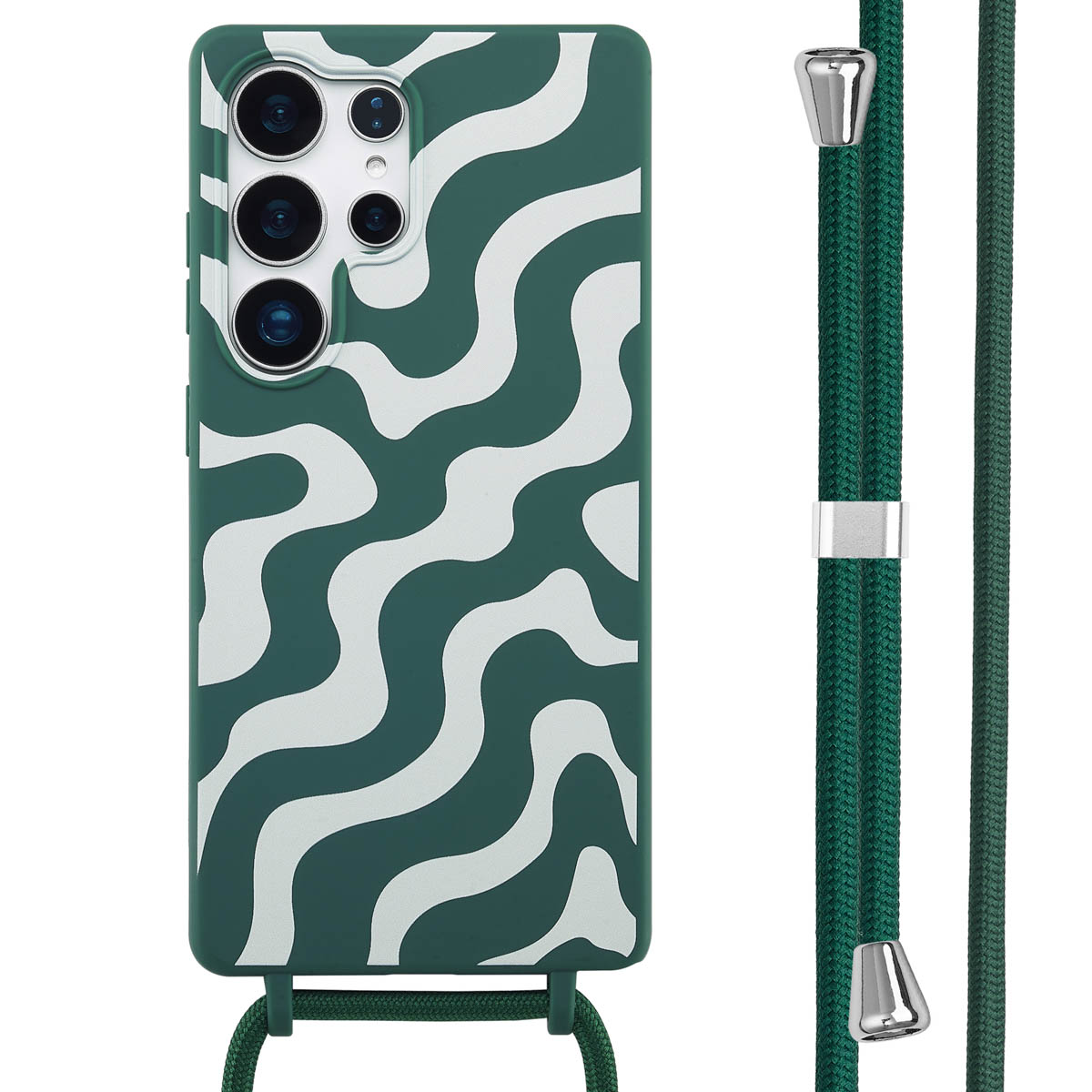 imoshion SilikonHülle design mit Band für das Samsung Galaxy S25 Ultra - Petrol Green Groovy