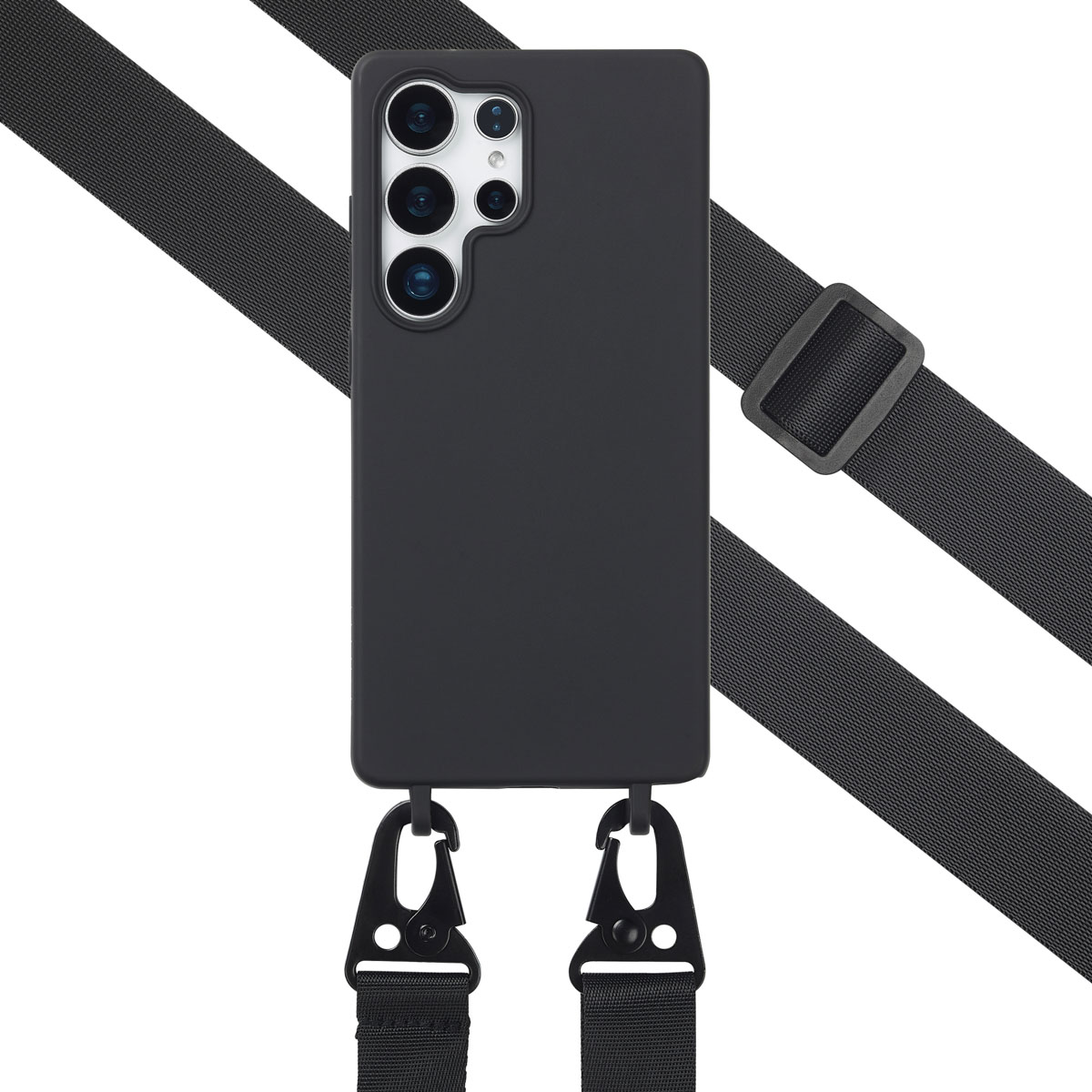 Selencia SilikonHülle mit abnehmbarem Band für das Samsung Galaxy S25 Ultra - Schwarz