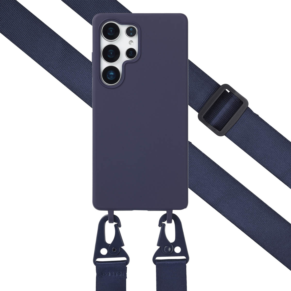 Selencia SilikonHülle mit abnehmbarem Band für das Samsung Galaxy S25 Ultra - Dunkelblau