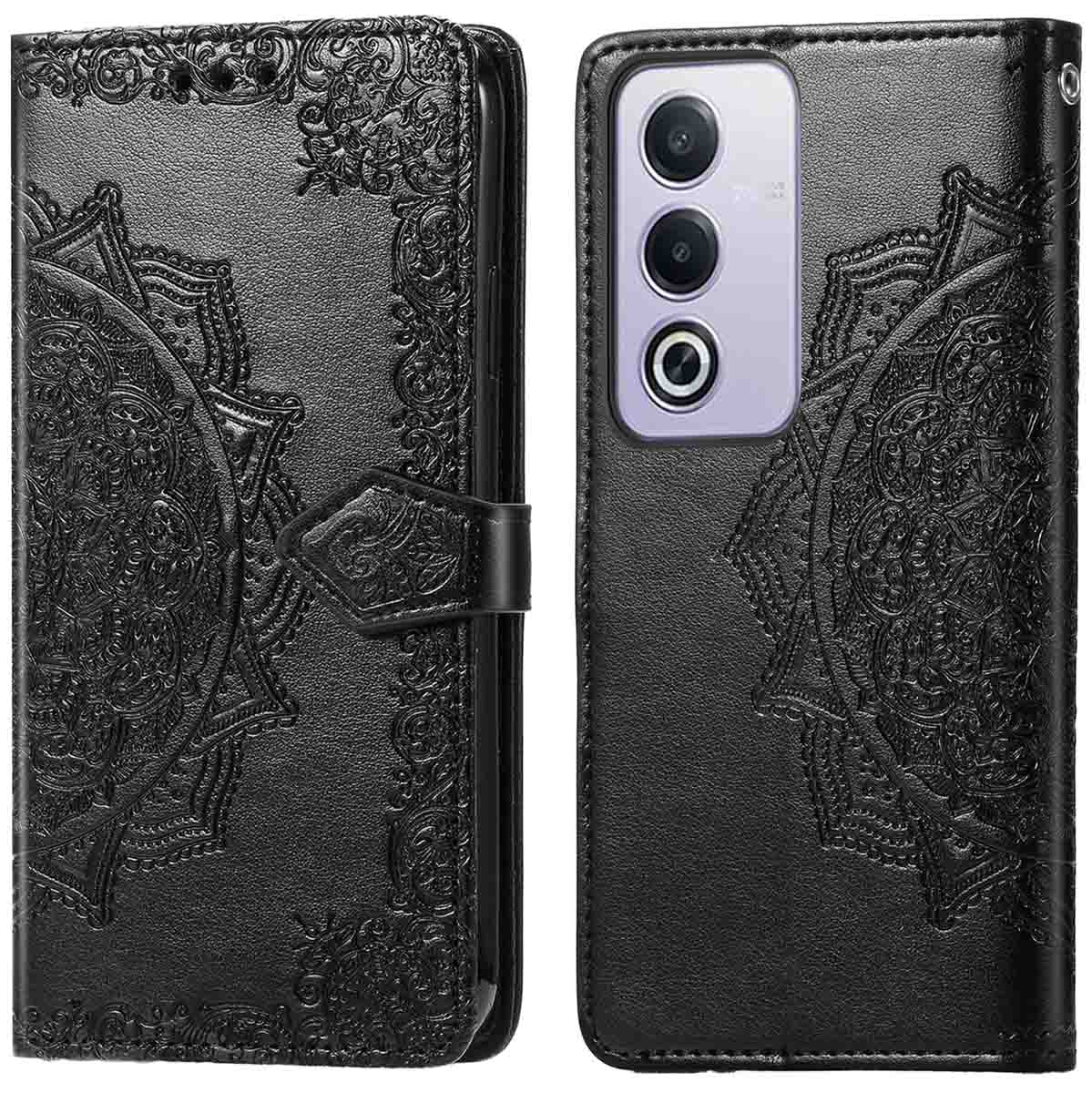 imoshion Mandala Klapphülle für das Oppo A40 (4G) / Oppo A40M (4G) / Oppo A60 (5G) - Schwarz