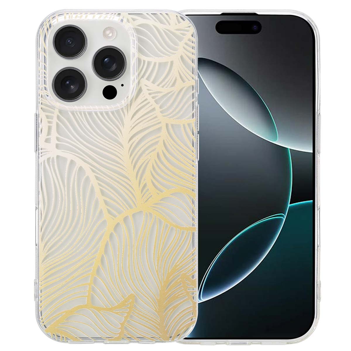 imoshion Design Hülle für das Apple iPhone 16 Pro - Golden Leaves Transparent