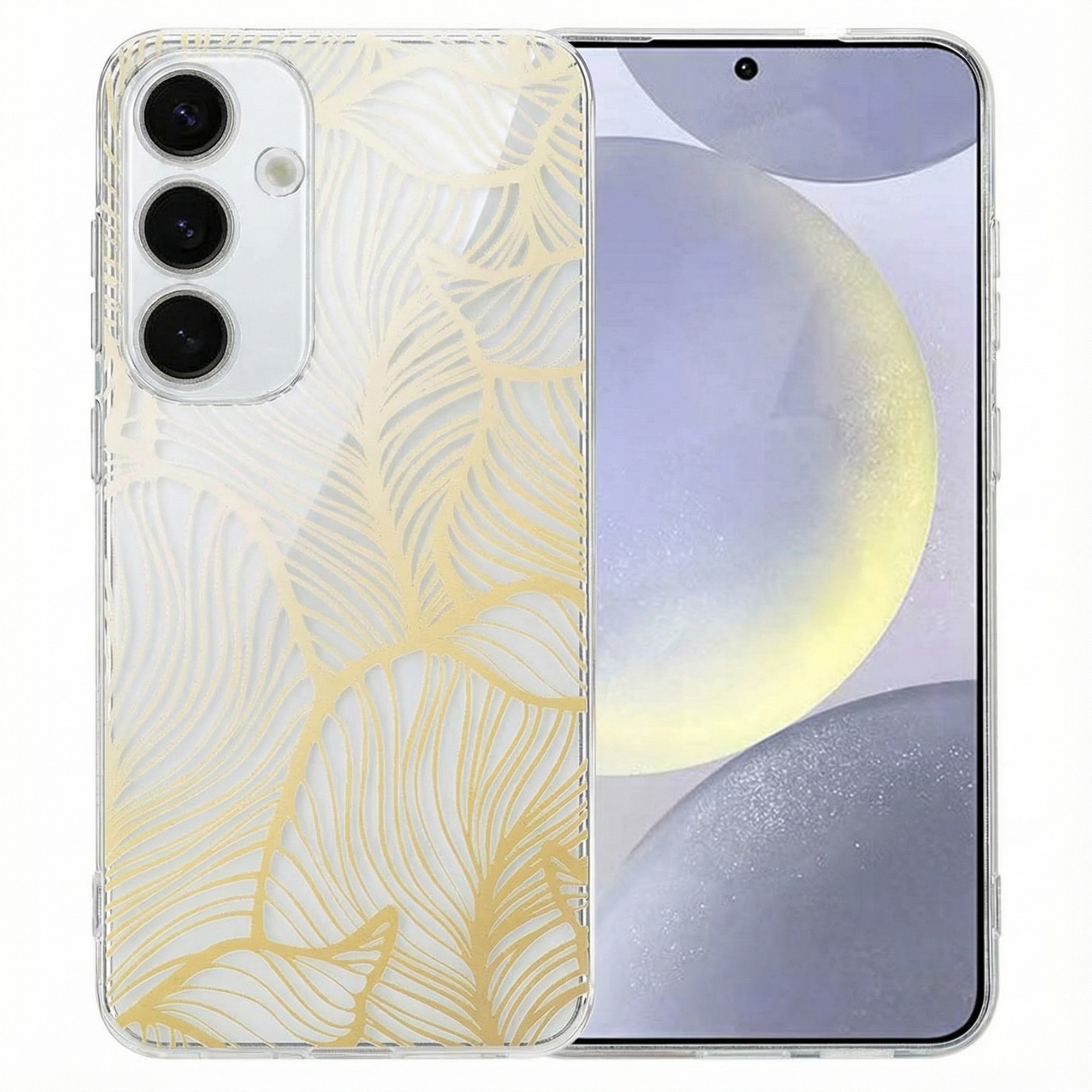 imoshion Design Hülle für das Samsung Galaxy S25 Plus - Golden Leaves Transparent