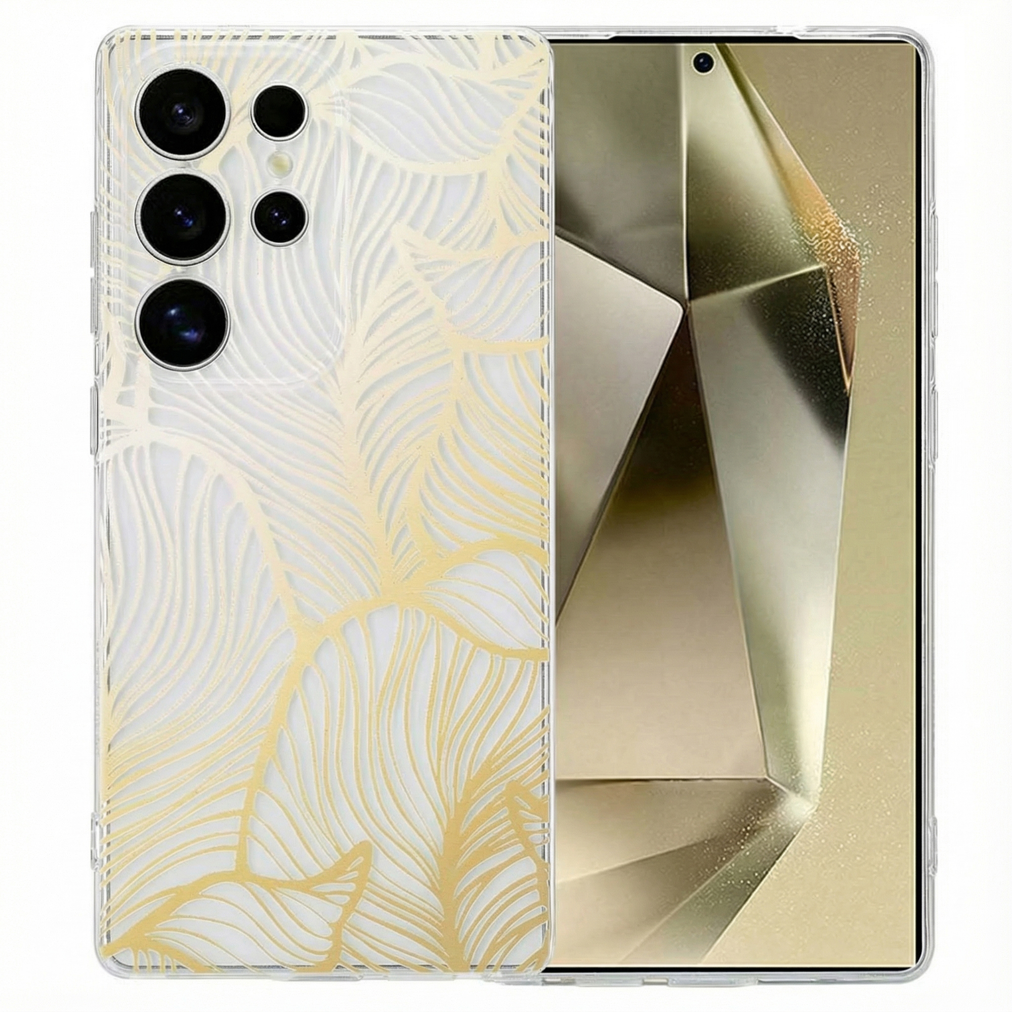 imoshion Design Hülle für das Samsung Galaxy S25 Ultra - Golden Leaves Transparent