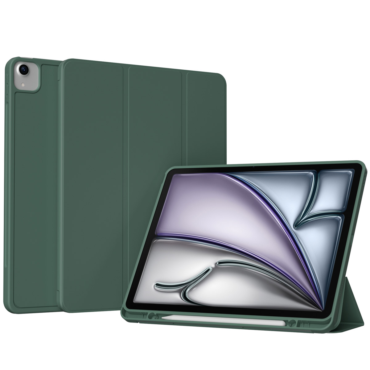 Accezz Smarte Klapphülle aus Silikon für das Apple iPad Air 13 Zoll (2026) M4 / (2025) M3 / (2024) M2 - Dunkelgrün