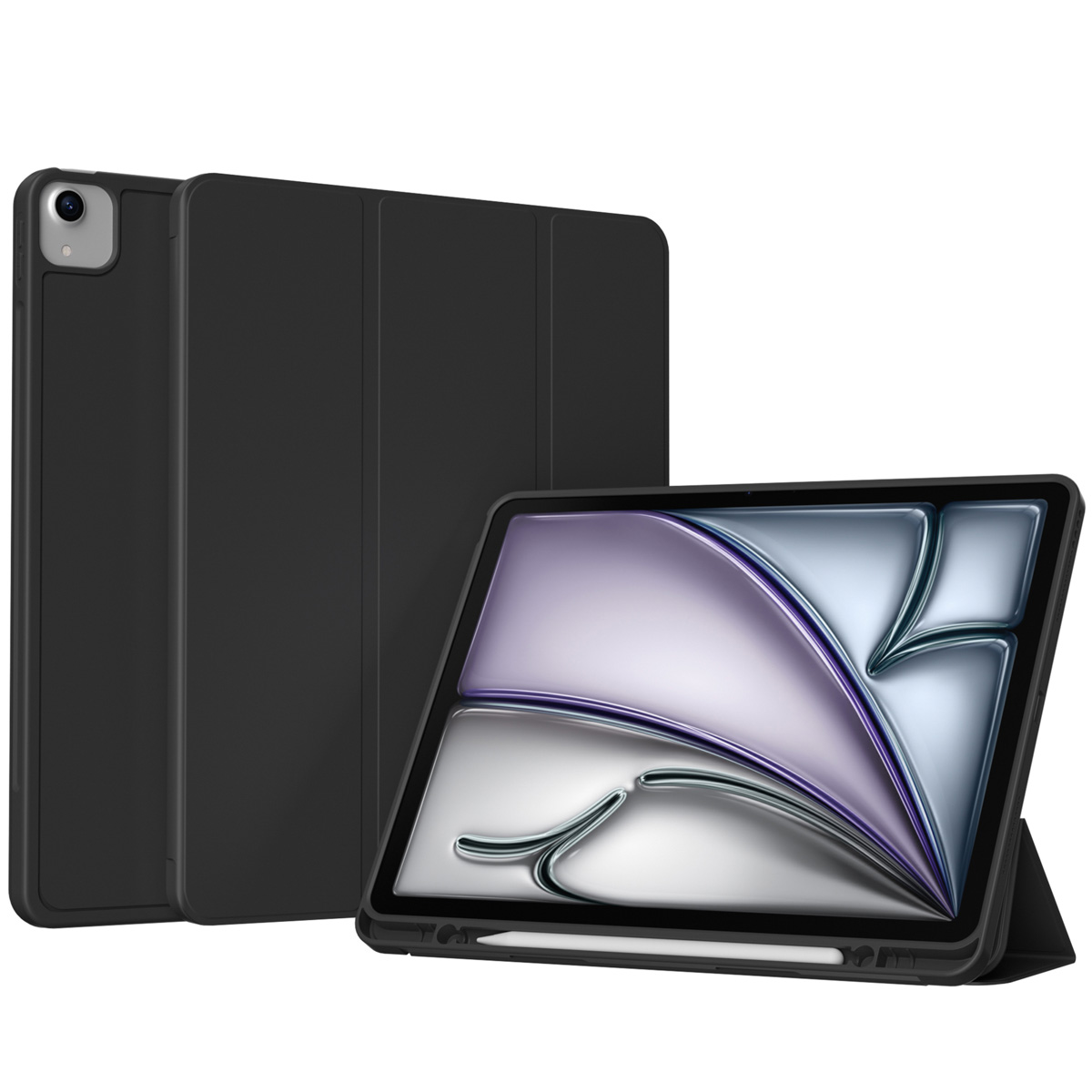 Accezz Smarte Klapphülle aus Silikon für das Apple iPad Air 13 Zoll (2026) M4 / (2025) M3 / (2024) M2 - Schwarz