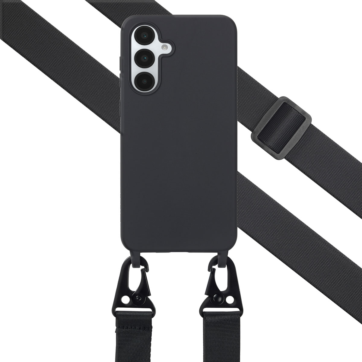 Selencia SilikonHülle mit abnehmbarem Band für das Samsung Galaxy A36 - Schwarz