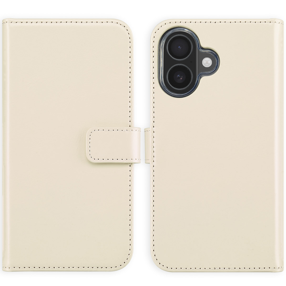 Selencia Echtleder Klapphülle für das Apple iPhone 16 - Greige