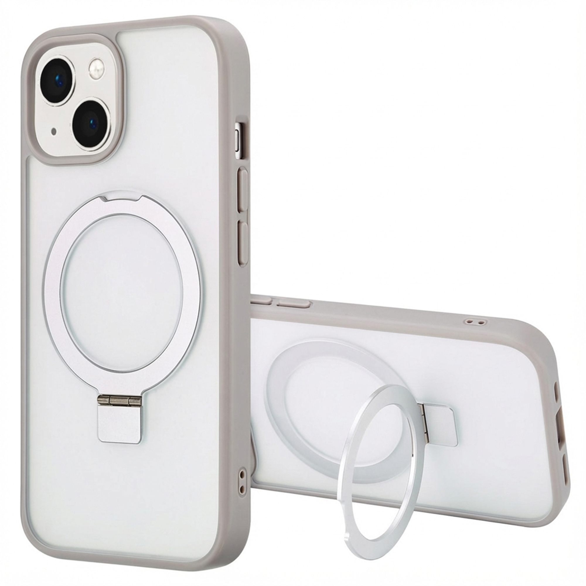 Accezz Ring Stand Backcover mit MagSafe für das Apple iPhone 15 - Grau