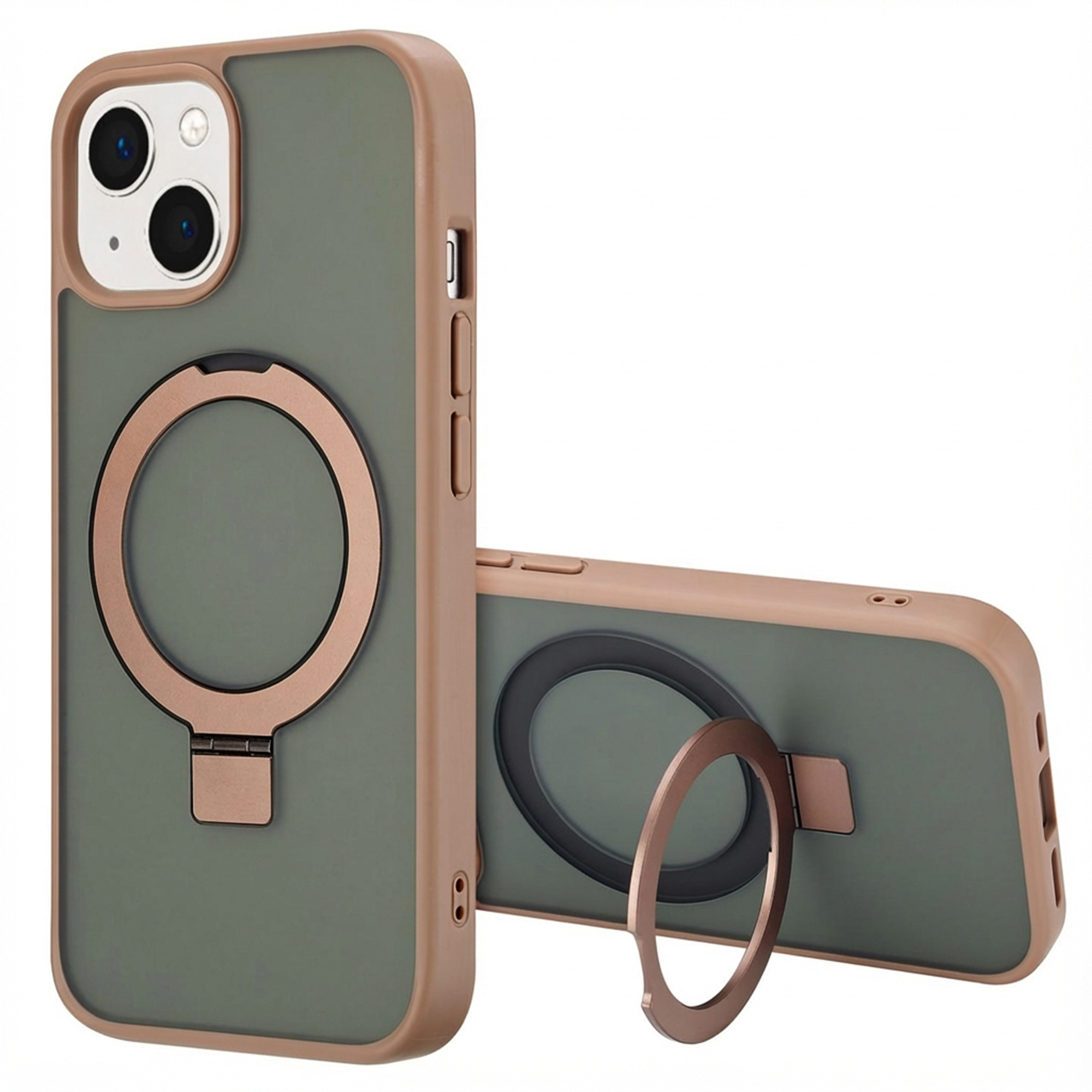 Accezz Ring Stand Backcover mit MagSafe für das Apple iPhone 15 - Braun