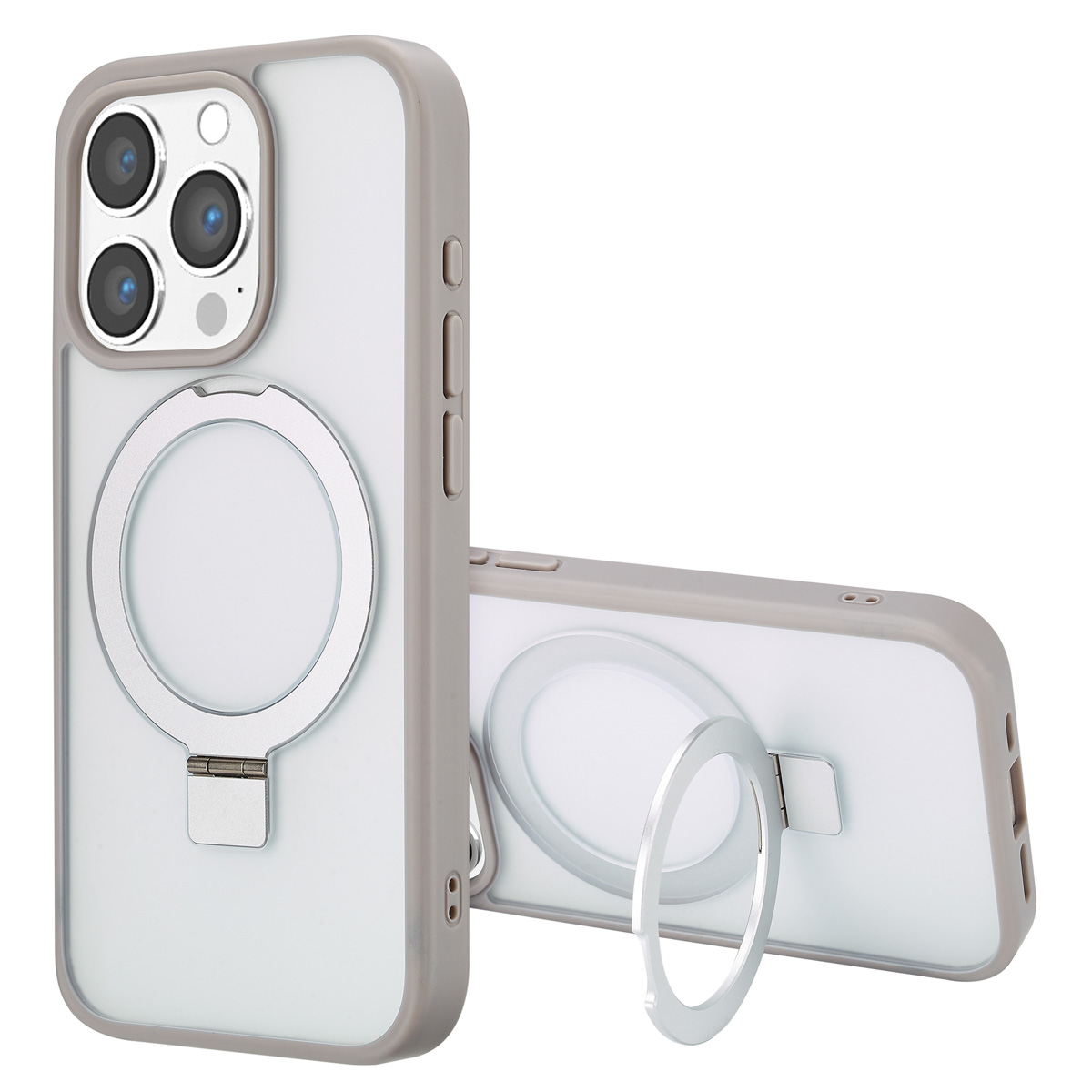 Accezz Ring Stand Backcover mit MagSafe für das Apple iPhone 15 Pro - Grau