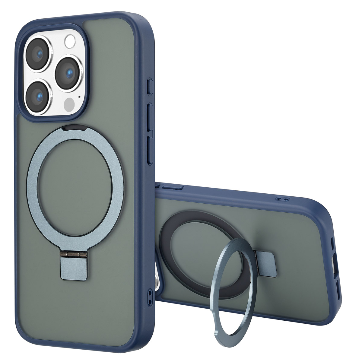 Accezz Ring Stand Backcover mit MagSafe für das Apple iPhone 15 Pro - Blau