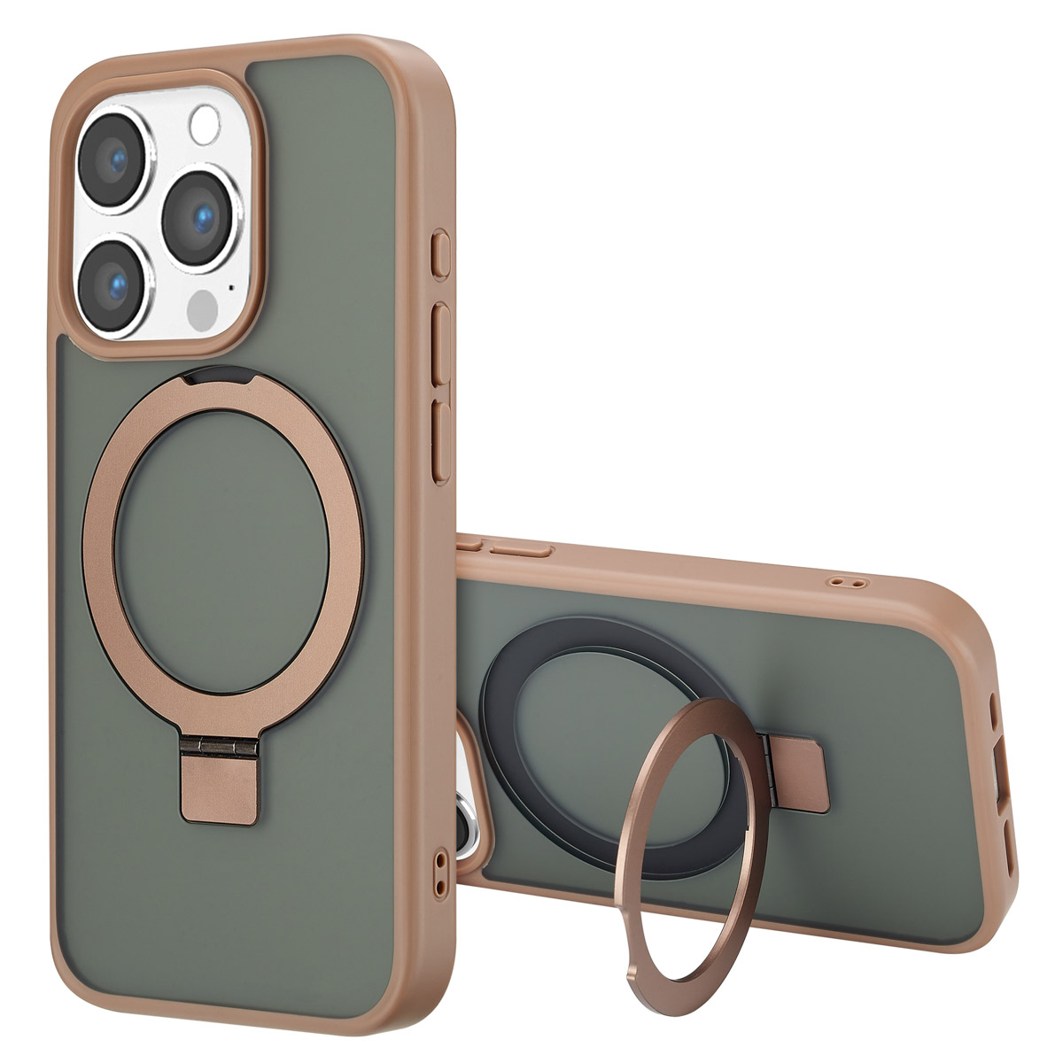 Accezz Ring Stand Backcover mit MagSafe für das Apple iPhone 15 Pro - Braun