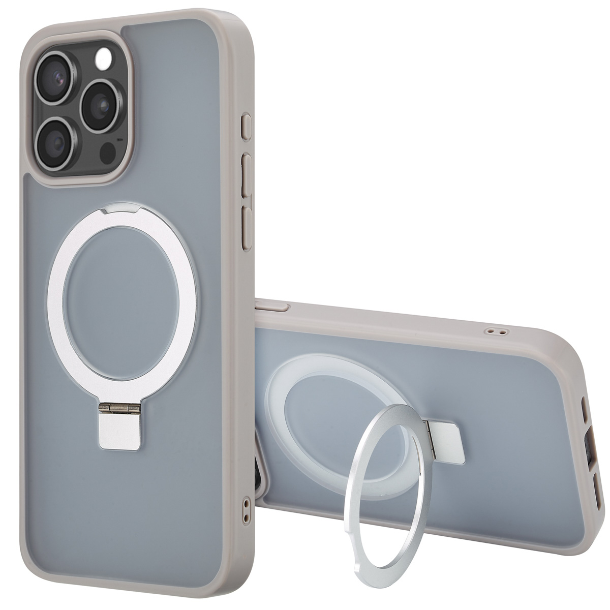 Accezz Ring Stand Backcover mit MagSafe für das Apple iPhone 15 Pro Max - Grau