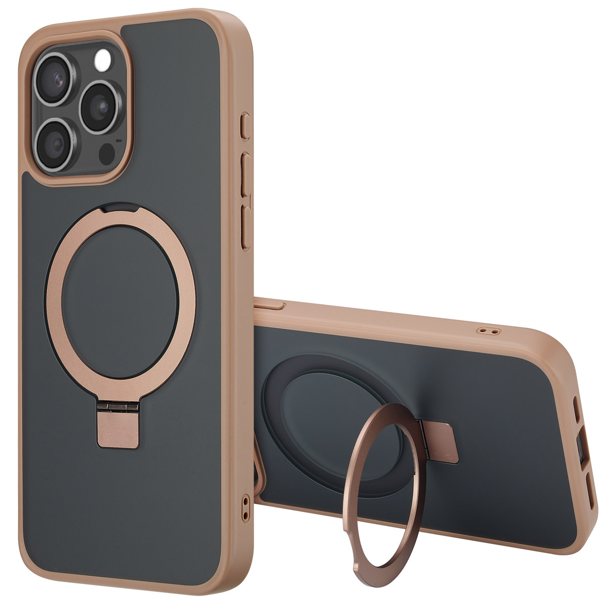 Accezz Ring Stand Backcover mit MagSafe für das Apple iPhone 15 Pro Max - Braun