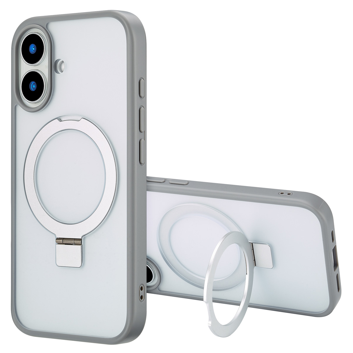 Accezz Ring Stand Backcover mit MagSafe für das Apple iPhone 16 - Grau