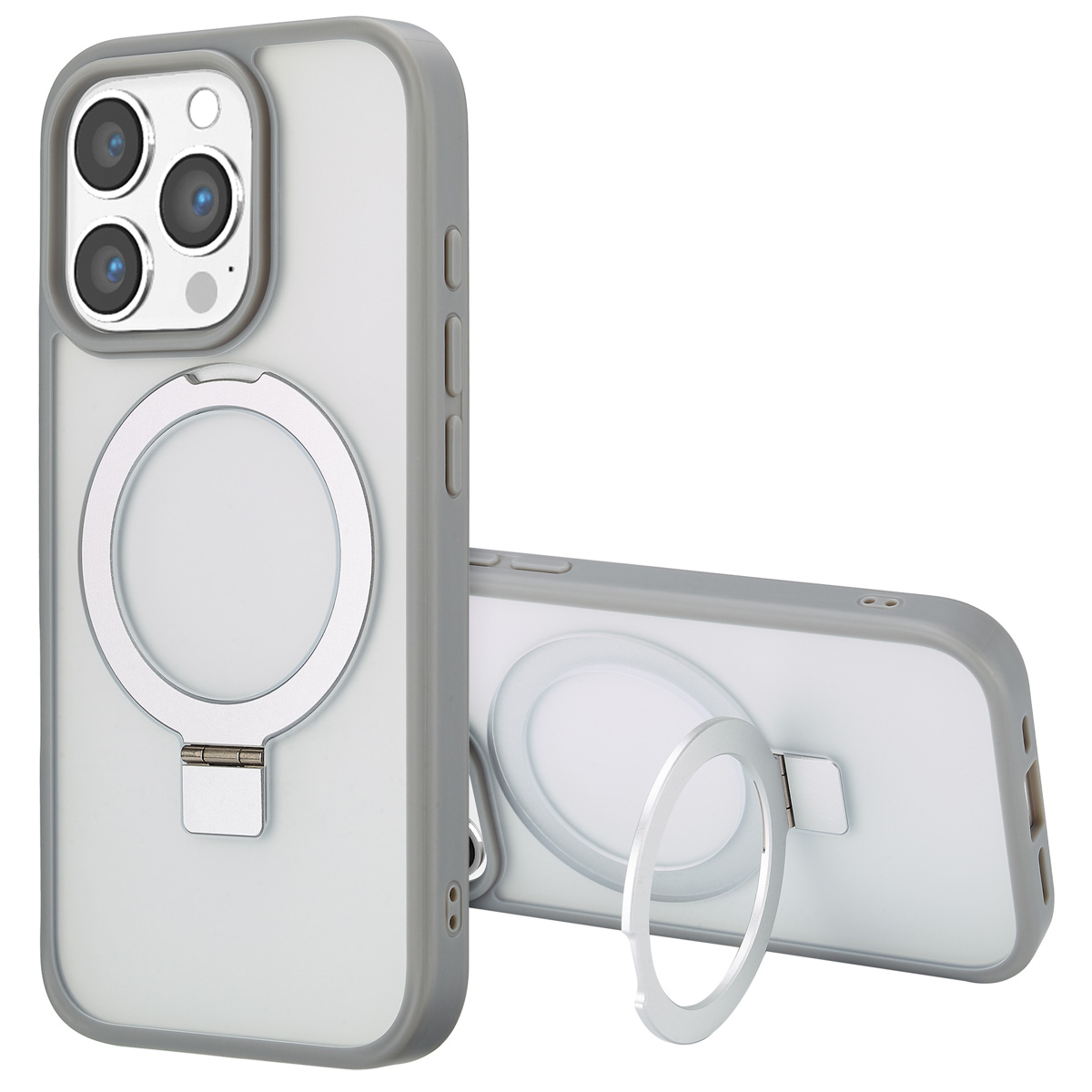 Accezz Ring Stand Backcover mit MagSafe für das Apple iPhone 16 Pro - Grau