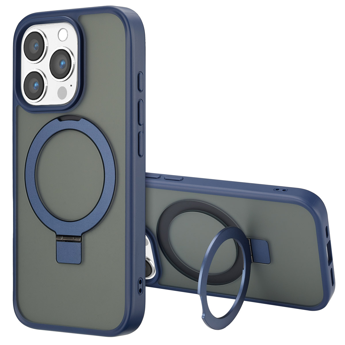 Accezz Ring Stand Backcover mit MagSafe für das Apple iPhone 16 Pro - Blau