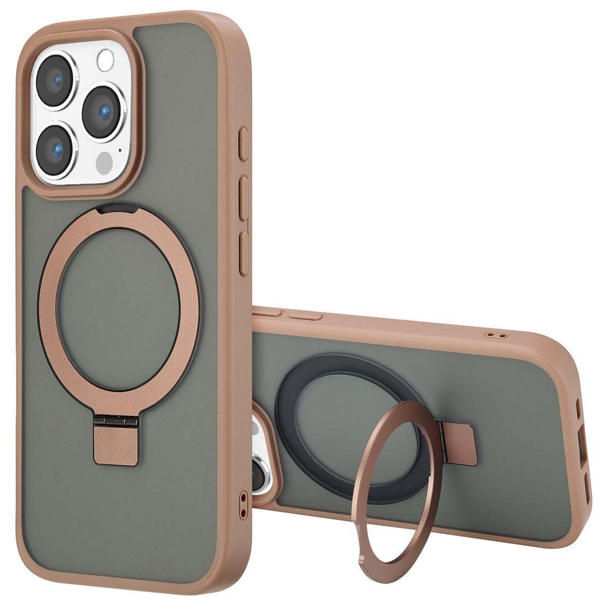 Accezz Ring Stand Backcover mit MagSafe für das Apple iPhone 16 Pro - Braun