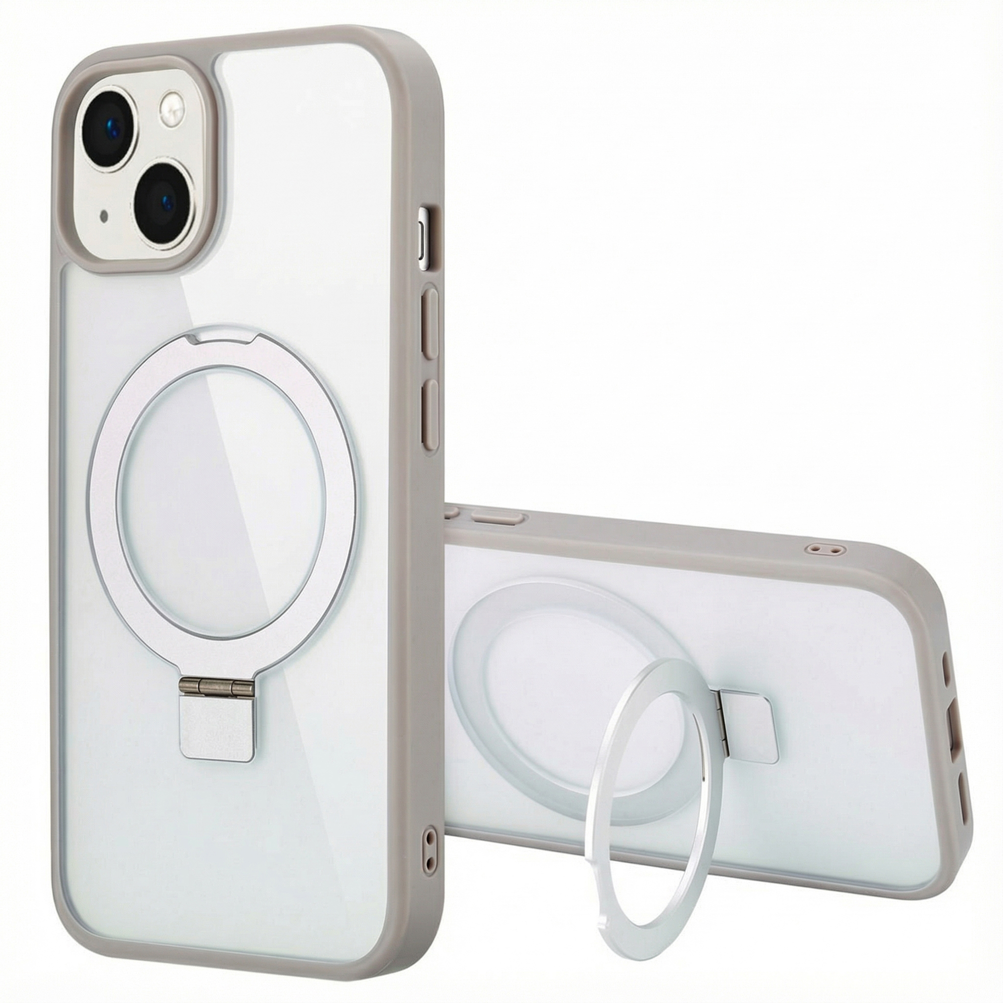 Accezz Ring Stand Backcover mit MagSafe für das Apple iPhone 13 - Grau