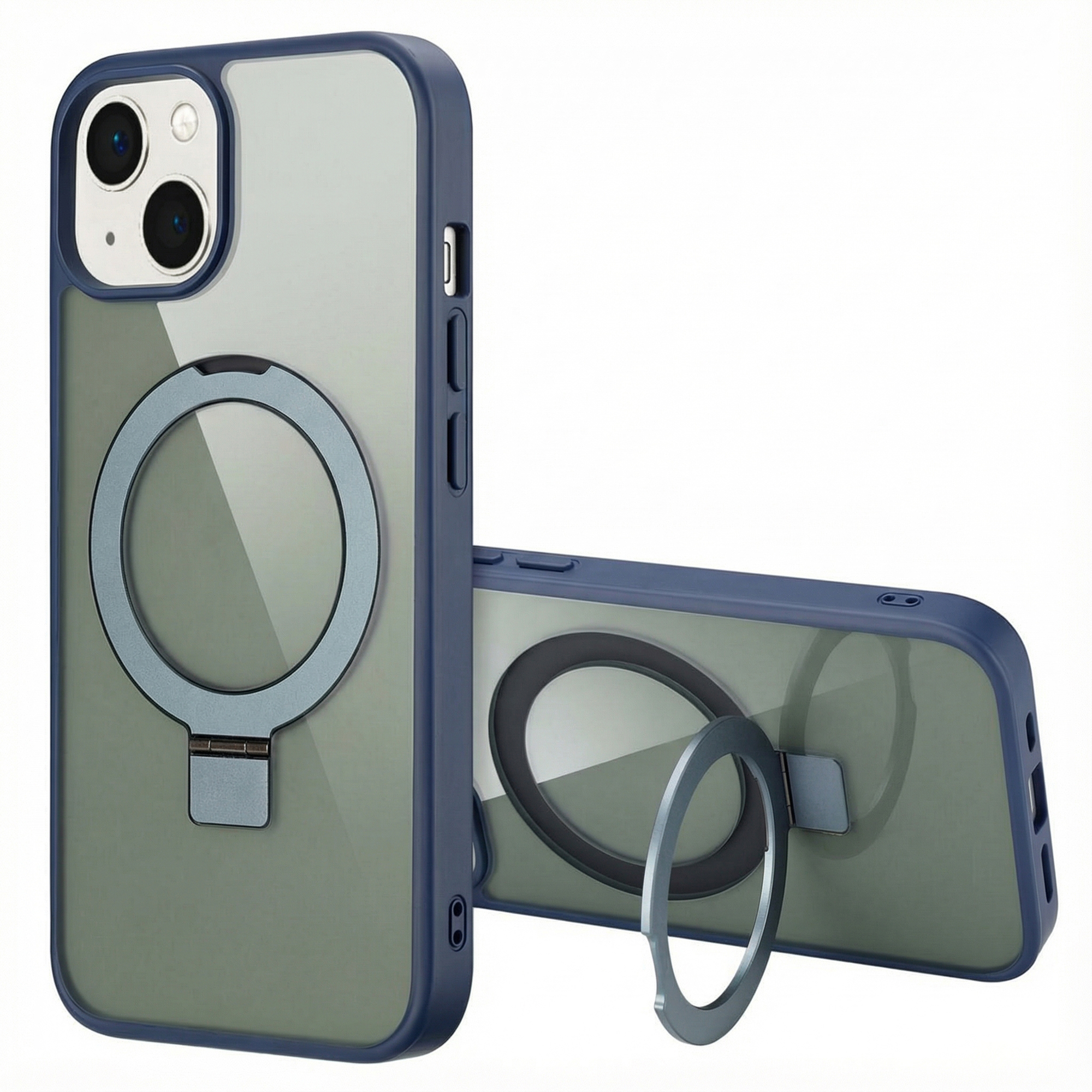 Accezz Ring Stand Backcover mit MagSafe für das Apple iPhone 13 - Blau