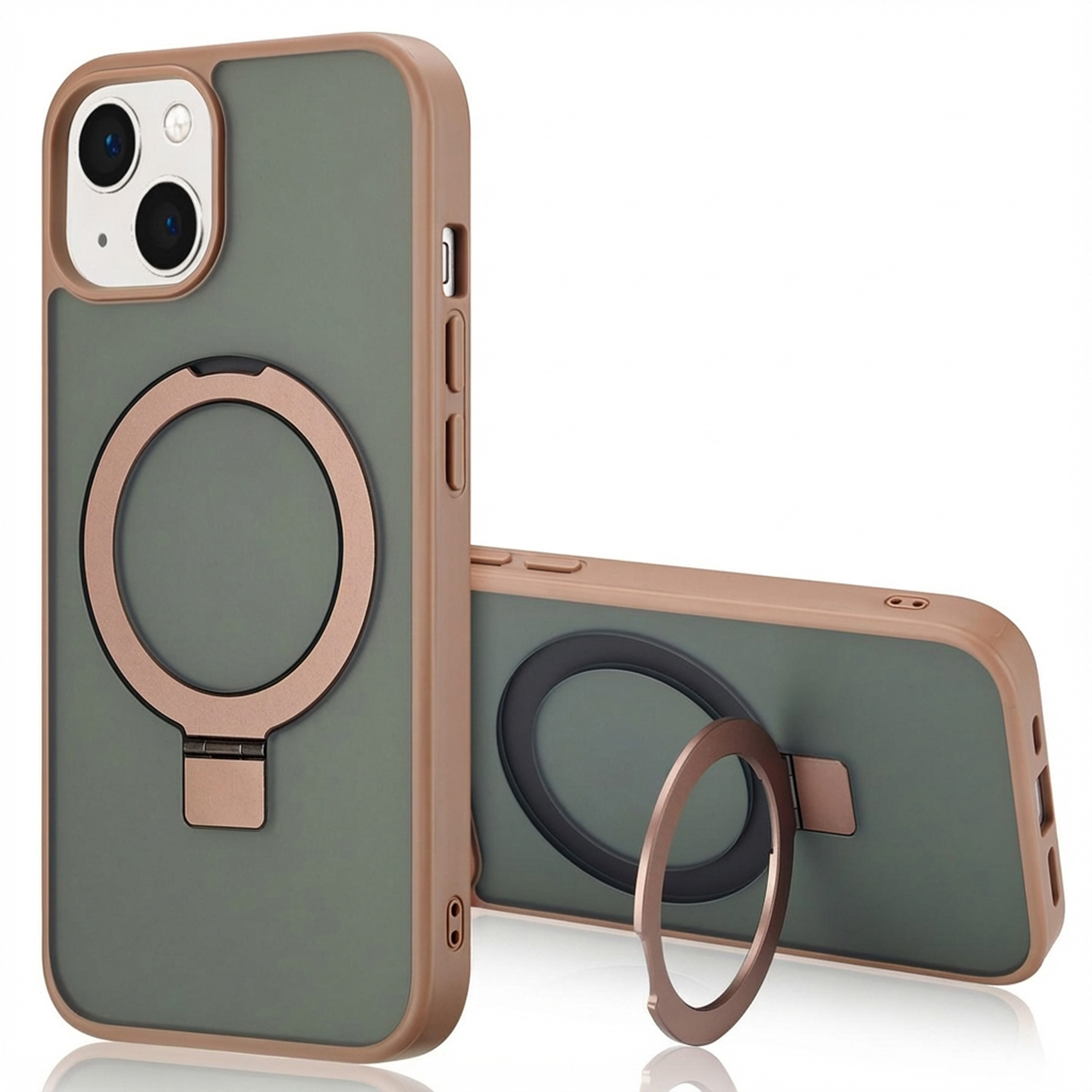 Accezz Ring Stand Backcover mit MagSafe für das Apple iPhone 13 - Braun