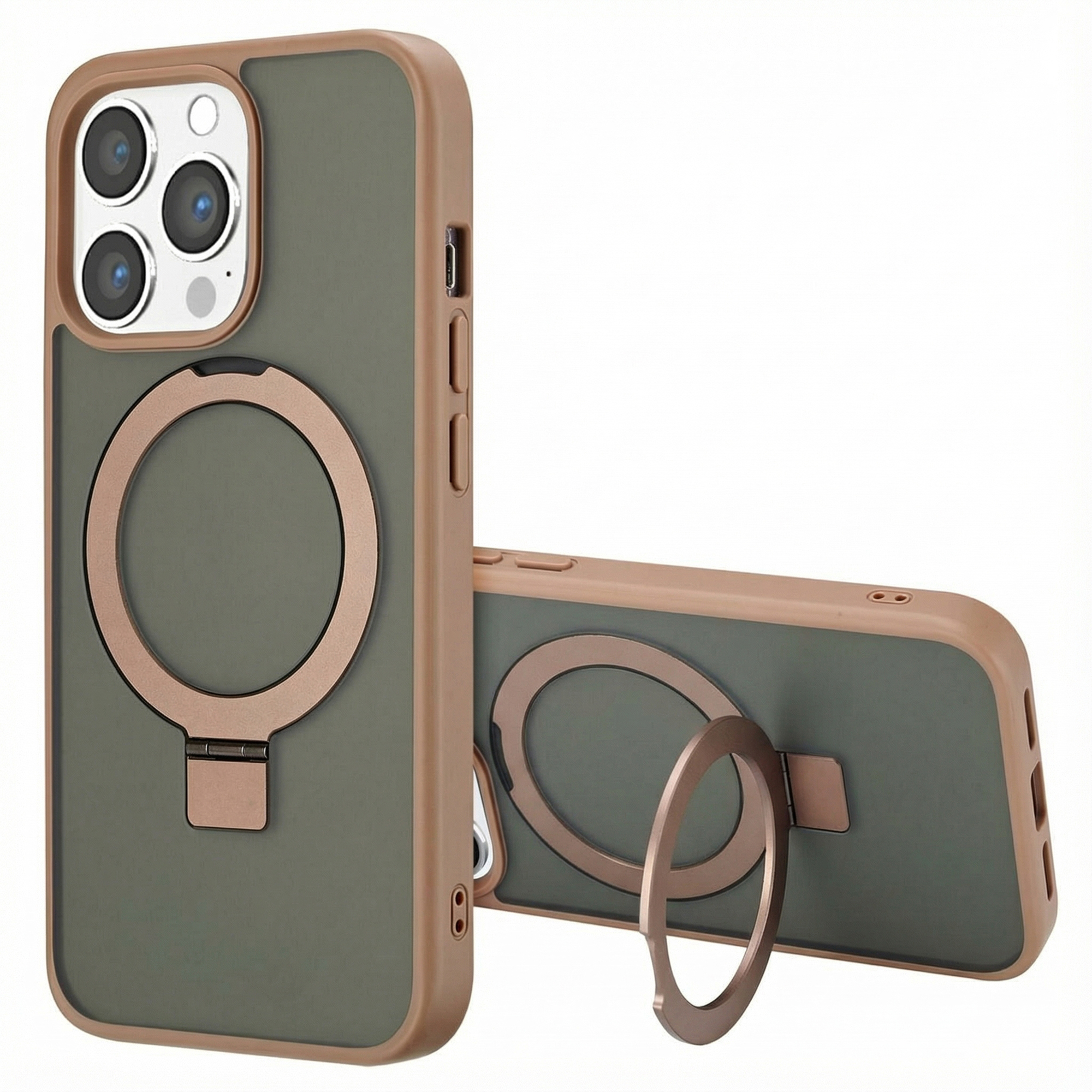 Accezz Ring Stand Backcover mit MagSafe für das Apple iPhone 13 Pro Max - Braun