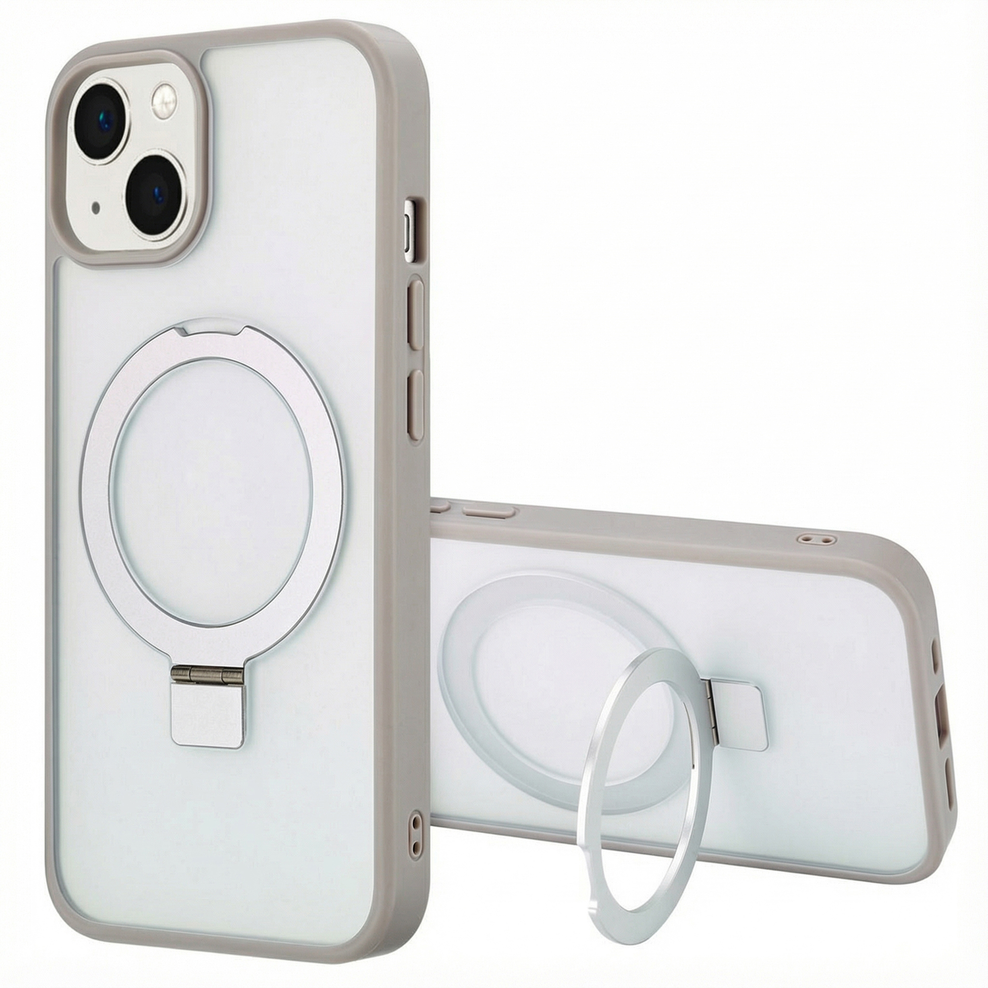 Accezz Ring Stand Backcover mit MagSafe für das Apple iPhone 14 - Grau