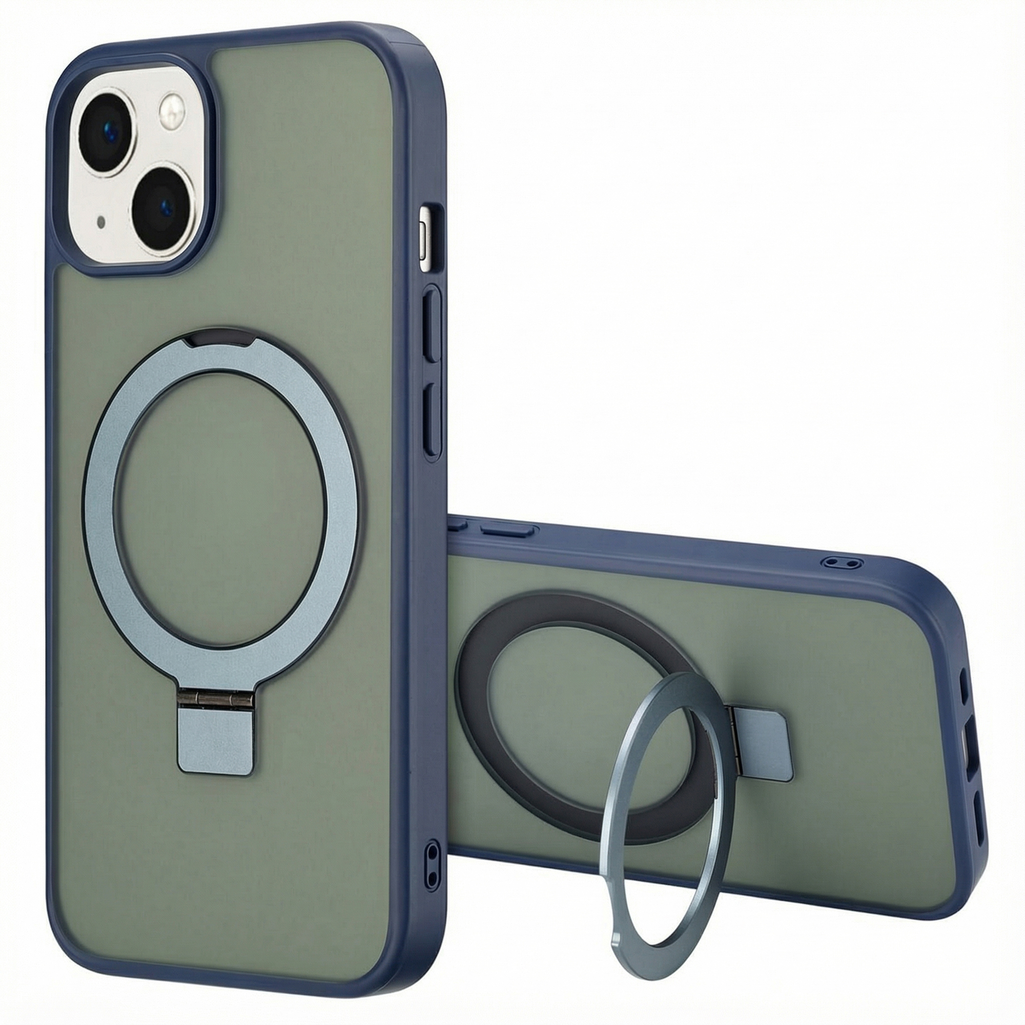 Accezz Ring Stand Backcover mit MagSafe für das Apple iPhone 14 - Blau