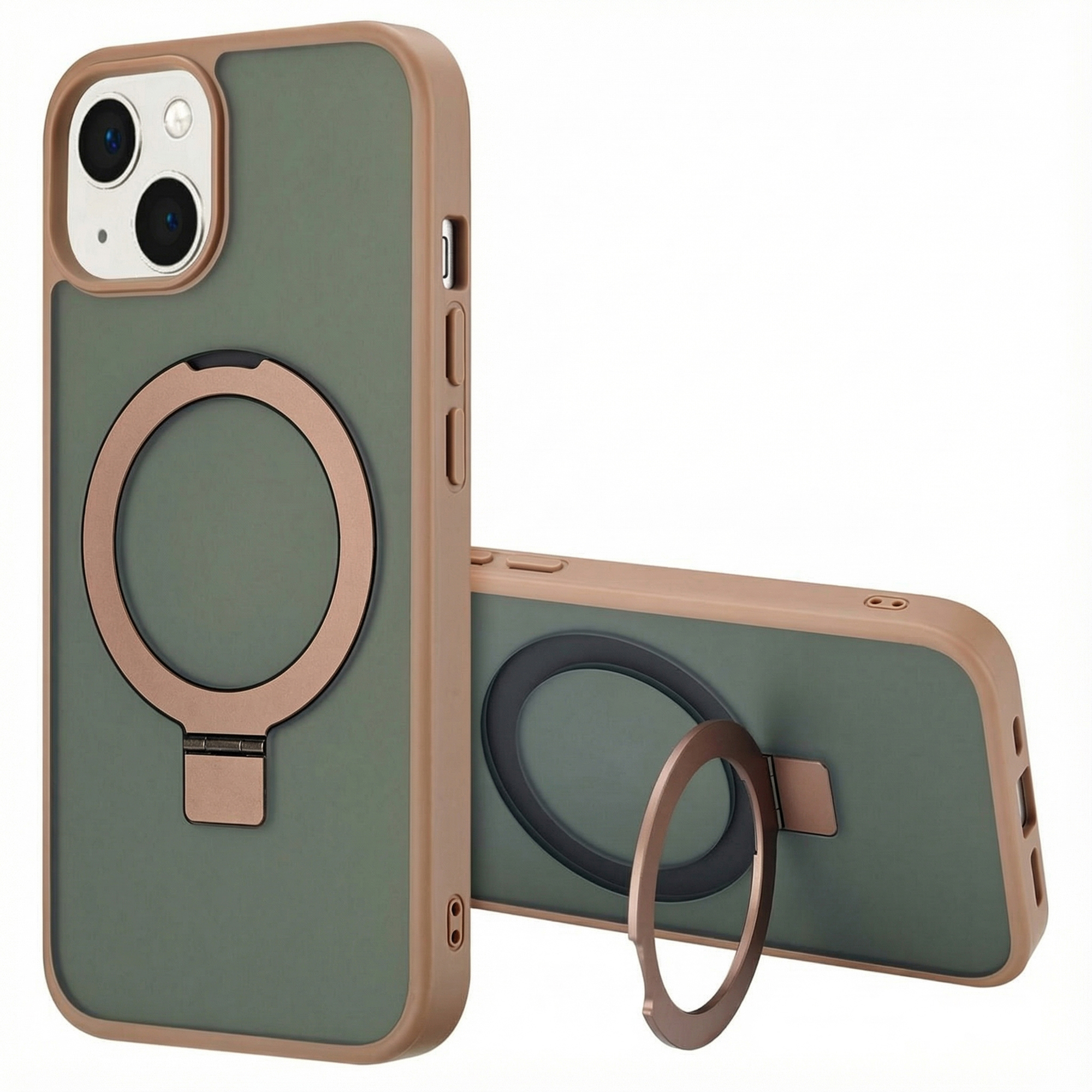 Accezz Ring Stand Backcover mit MagSafe für das Apple iPhone 14 - Braun