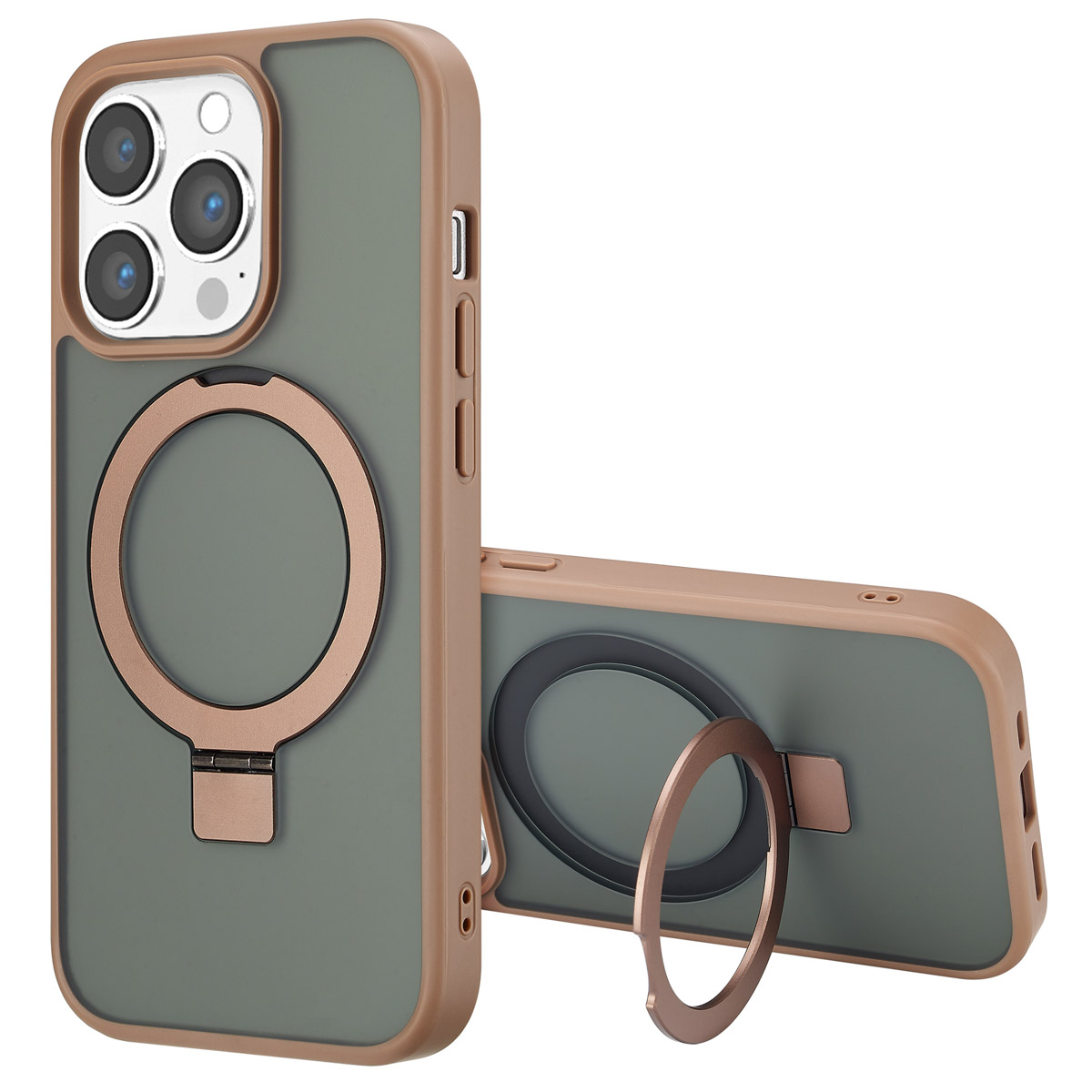 Accezz Ring Stand Backcover mit MagSafe für das Apple iPhone 14 Pro Max - Braun
