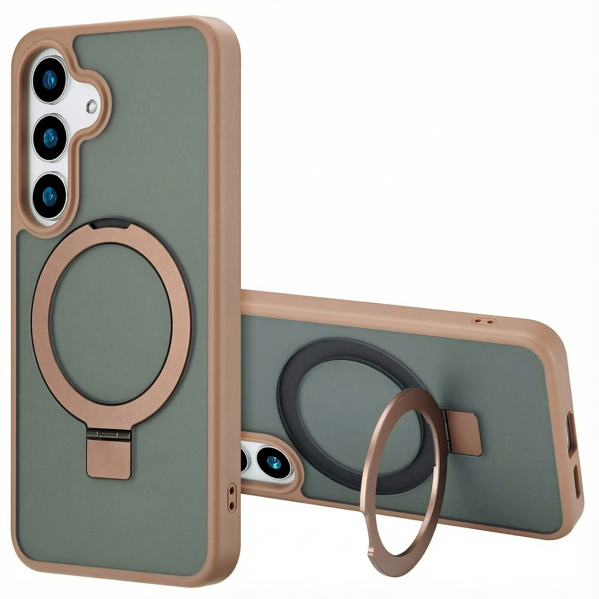 Accezz Ring Stand Backcover mit MagSafe für das Samsung Galaxy S25 - Braun
