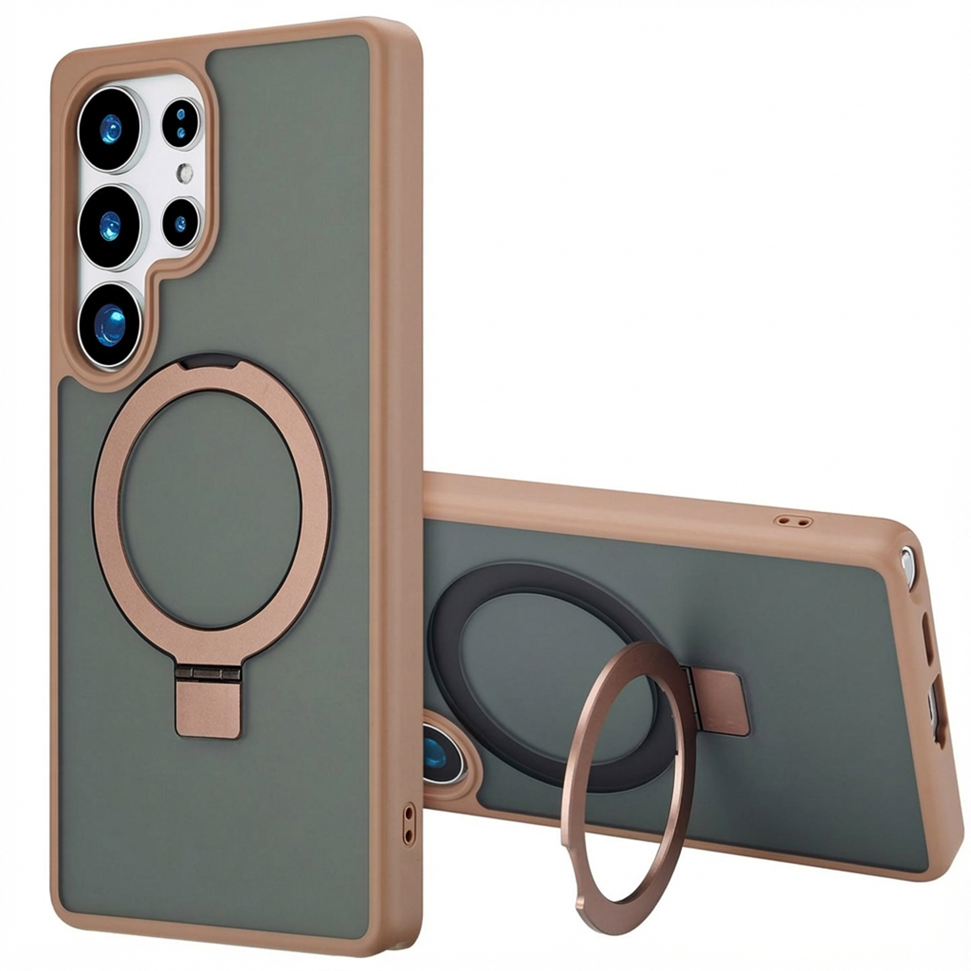 Accezz Ring Stand Backcover mit MagSafe für das Samsung Galaxy S25 Ultra - Braun