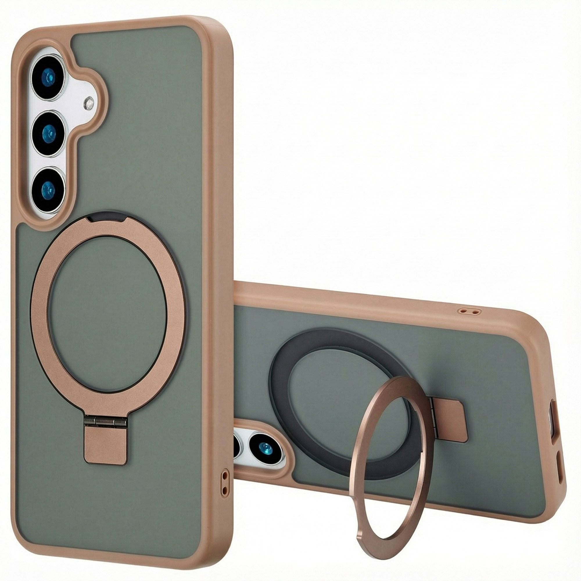 Accezz Ring Stand Backcover mit MagSafe für das Samsung Galaxy S25 Plus - Braun