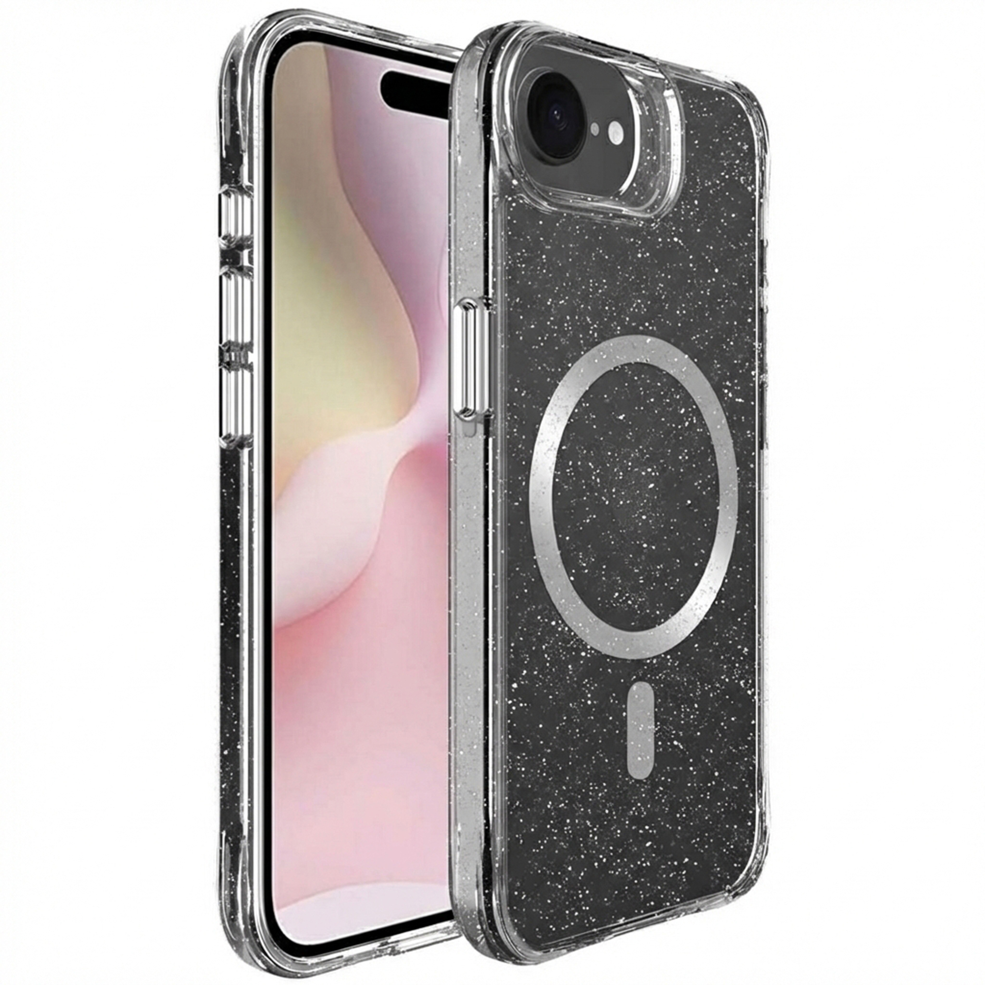 imoshion Klare Glitter Backcover mit MagSafe für das Apple iPhone 17e / 16e - Silber