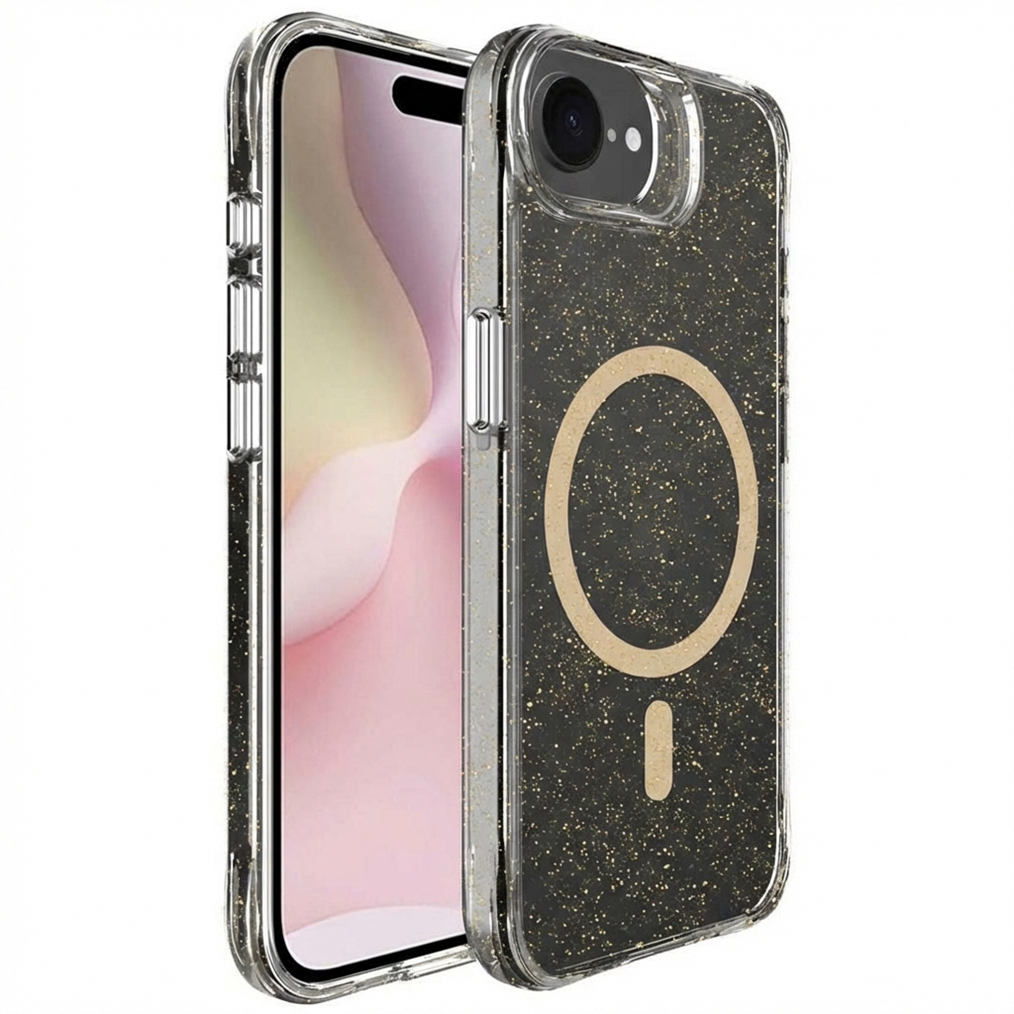 imoshion Klare Glitter Backcover mit MagSafe für das Apple iPhone 17e / 16e - Gold