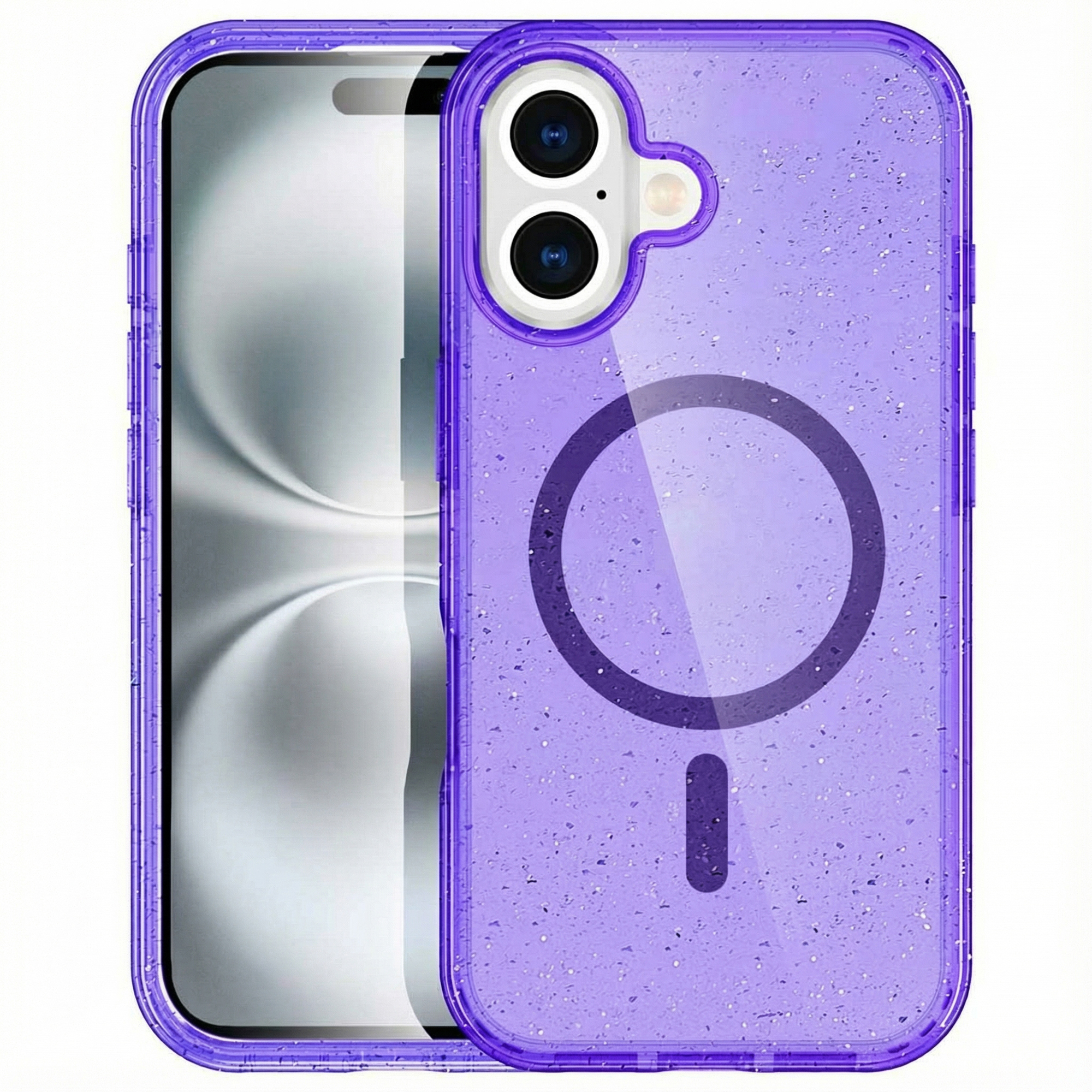 imoshion Sparkle Back Cover mit MagSafe für das Apple iPhone 16 - Glitzer Violett