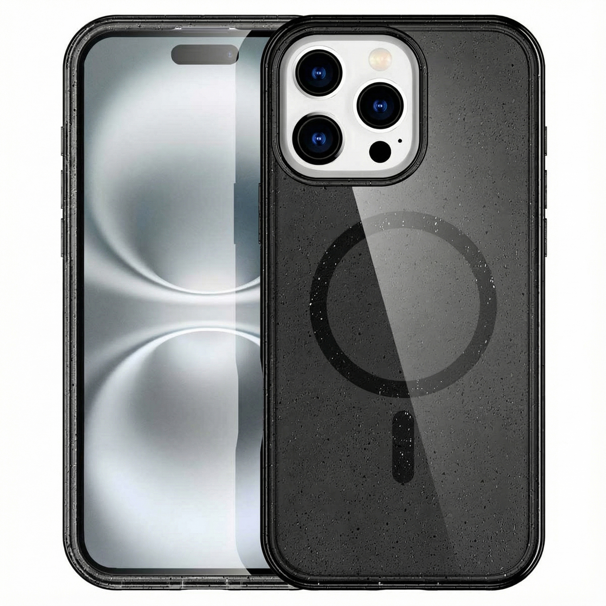 imoshion Sparkle Back Cover mit MagSafe für das Apple iPhone 16 Pro - Glitter Schwarz