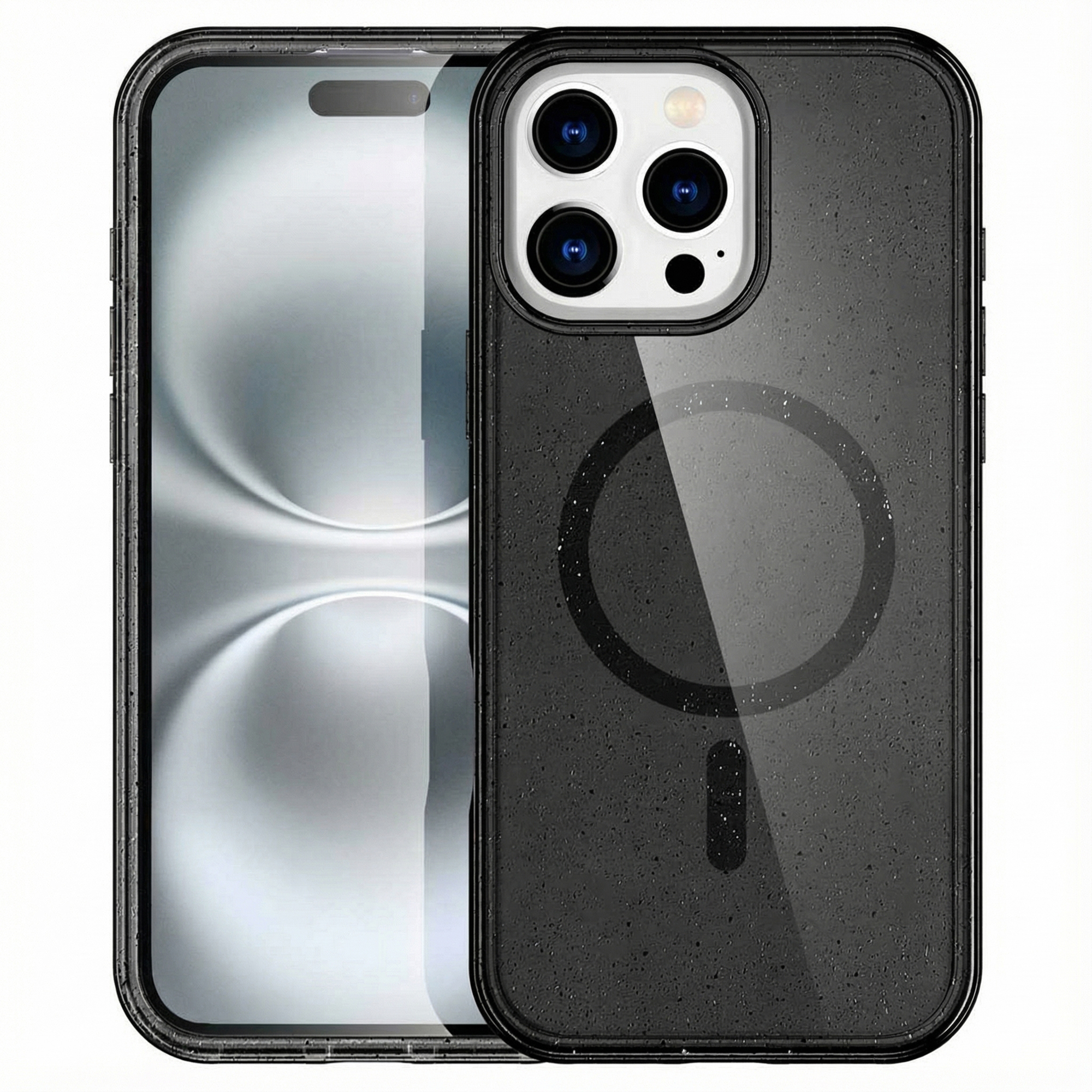 imoshion Sparkle Back Cover mit MagSafe für das Apple iPhone 16 Pro Max - Glitter Schwarz